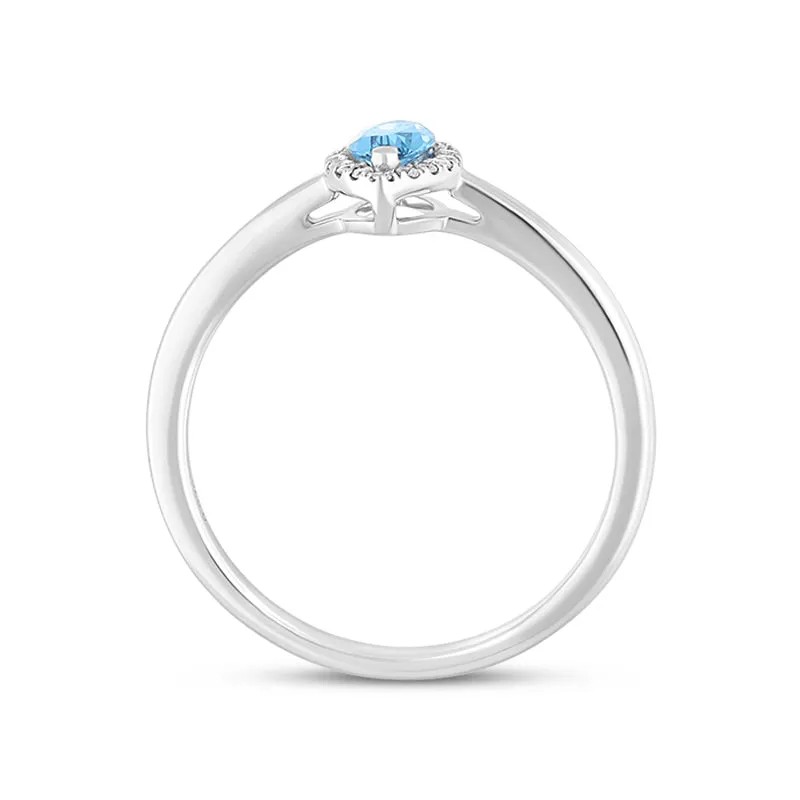 Tivon 18ct White Gold Blue Topaz Diamond Marquise Cut Cluster Ring