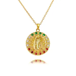 Trendy Religious Jewelry Virgin Mary Gold Virgencita Necklace