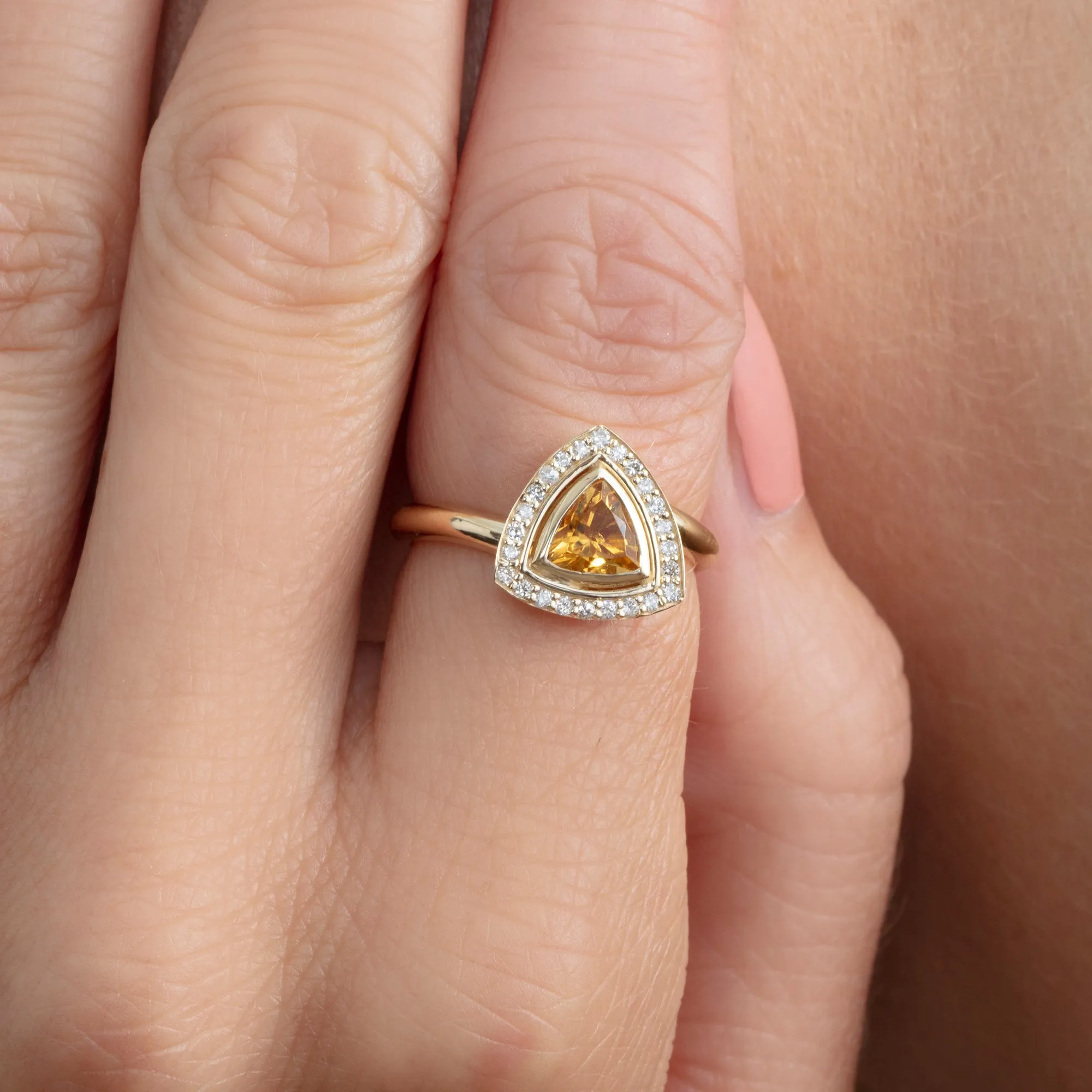 Trilliant Citrine Diamond Ring, Nala