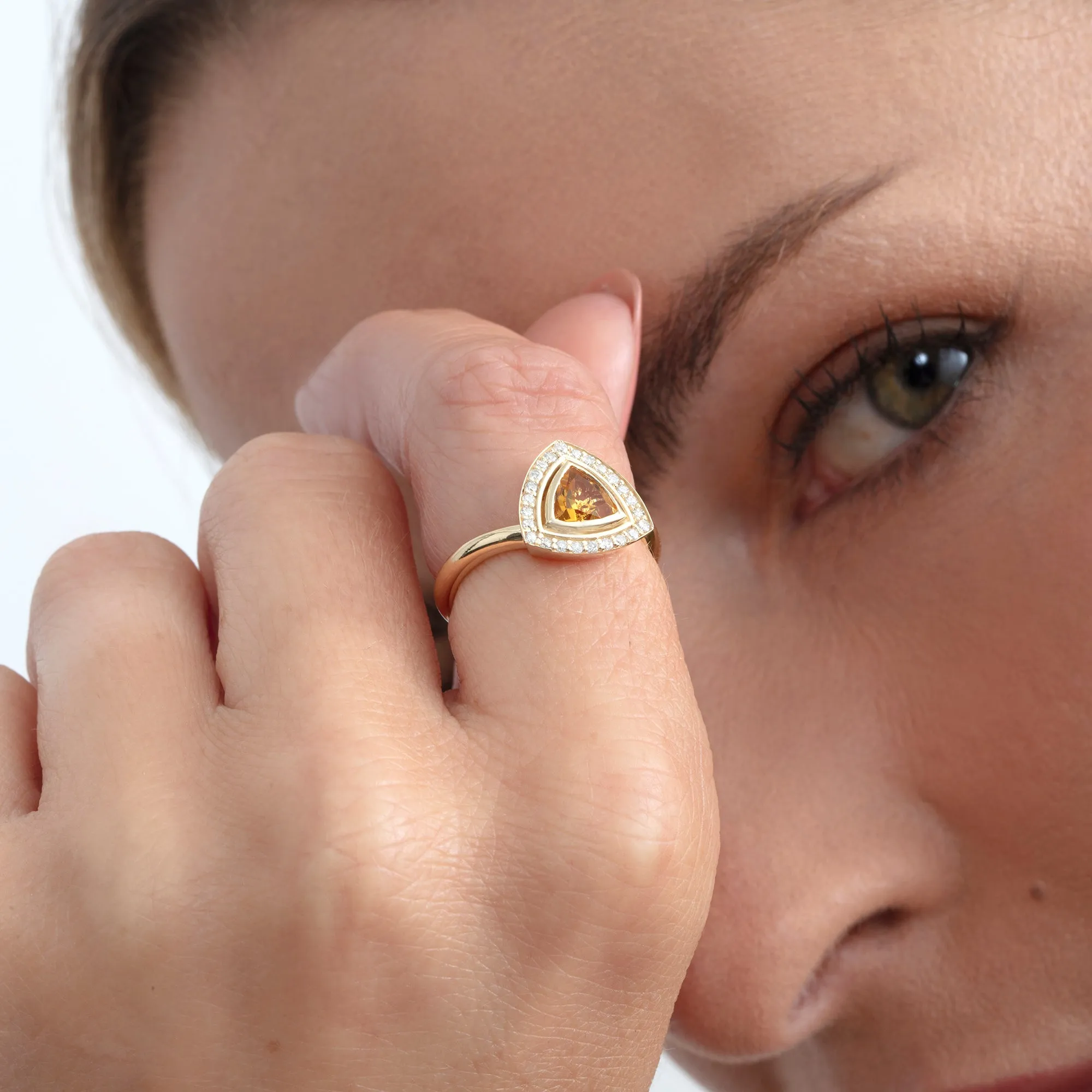 Trilliant Citrine Diamond Ring, Nala