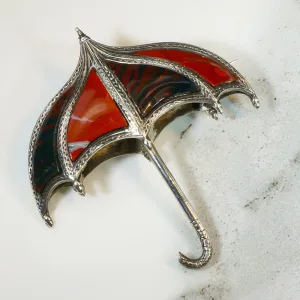 Trompe-l'?il Umbrella Scottish Pebble Brooch