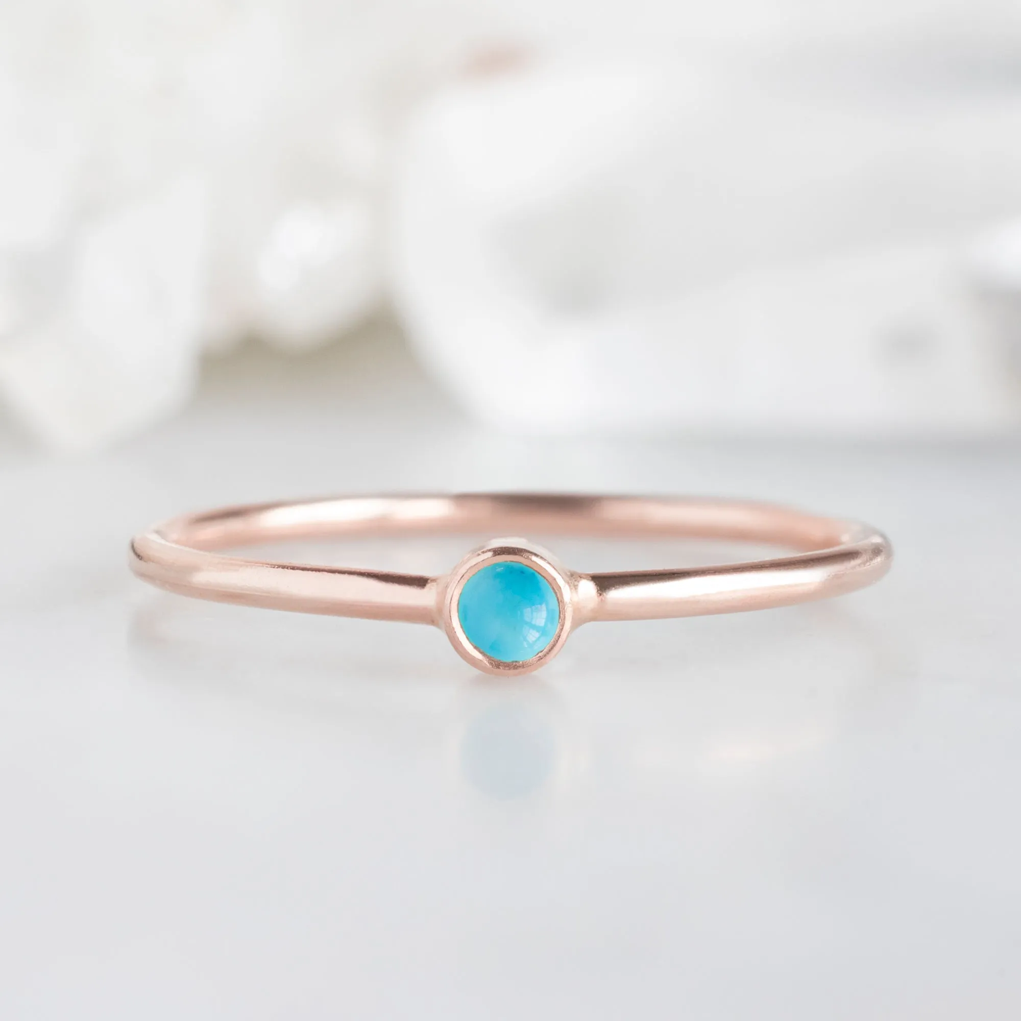 Turquoise Birthstone Stacking Ring | Yellow, Rose or White Gold
