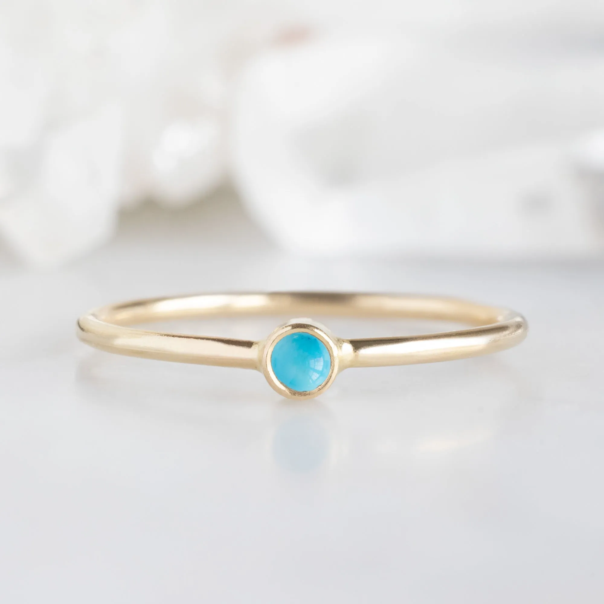 Turquoise Birthstone Stacking Ring | Yellow, Rose or White Gold