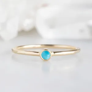 Turquoise Birthstone Stacking Ring | Yellow, Rose or White Gold