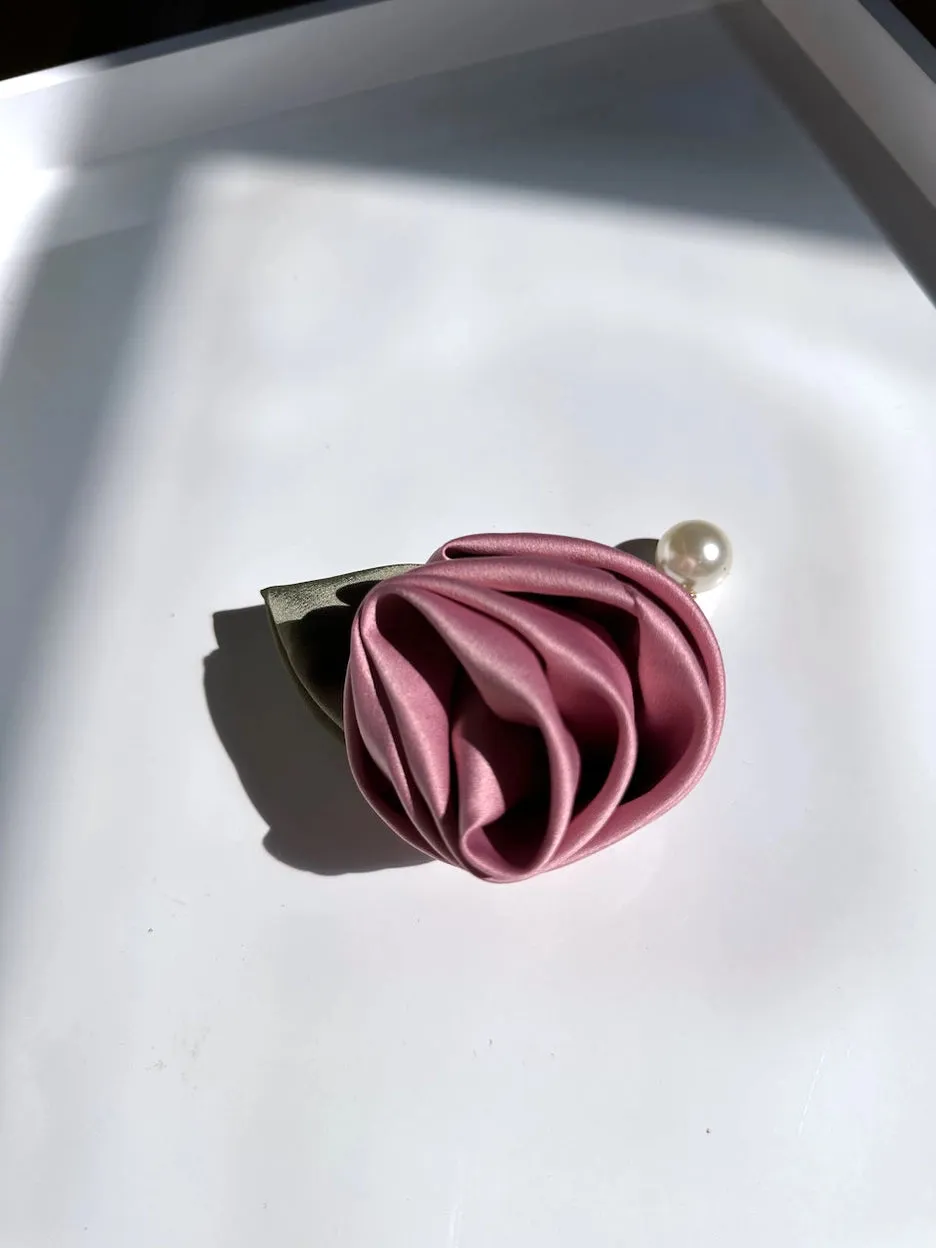 Tuxedo Rose Flower Hair Tie