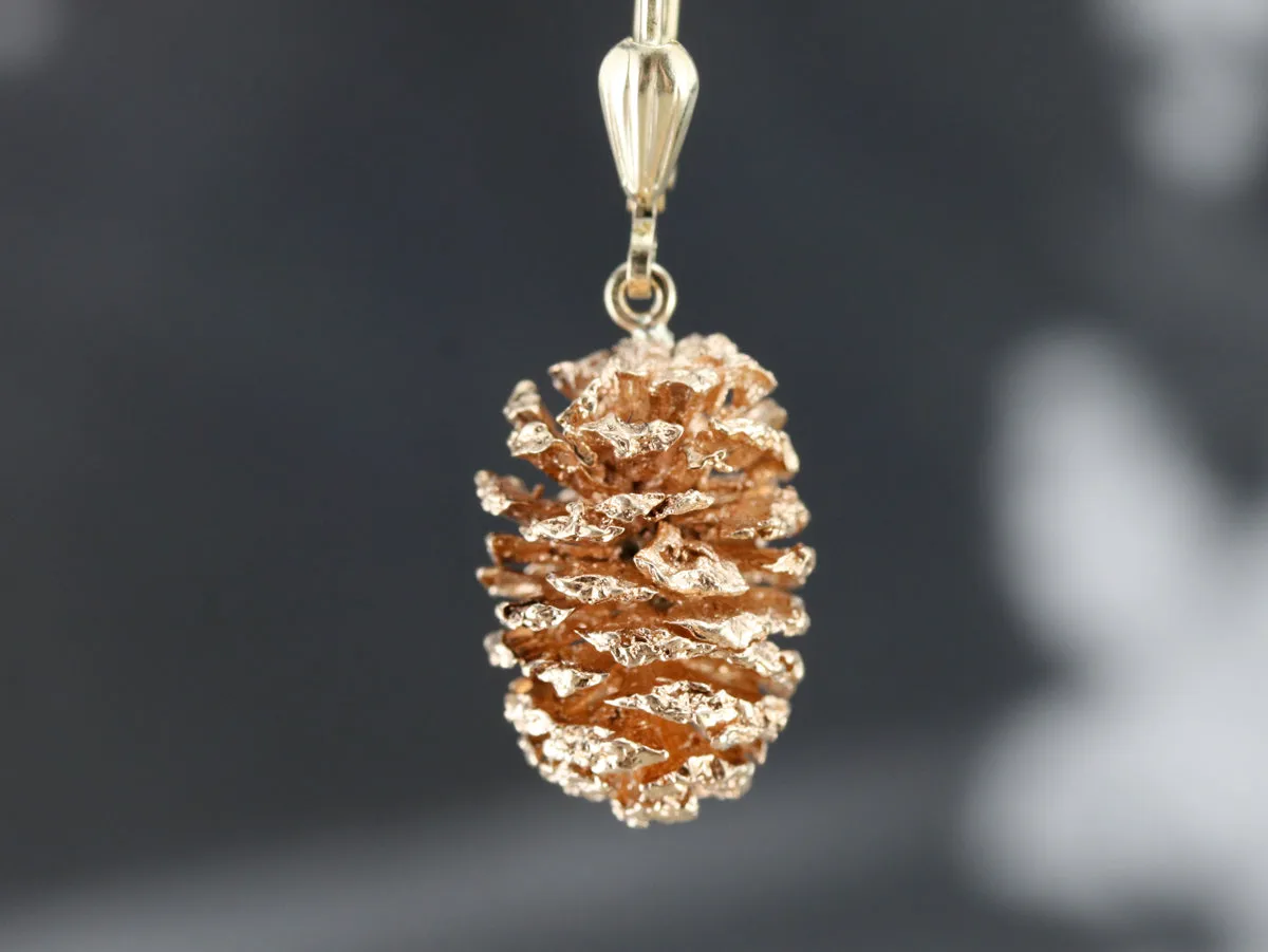 Two Tone Pine Cone Drop Earrings