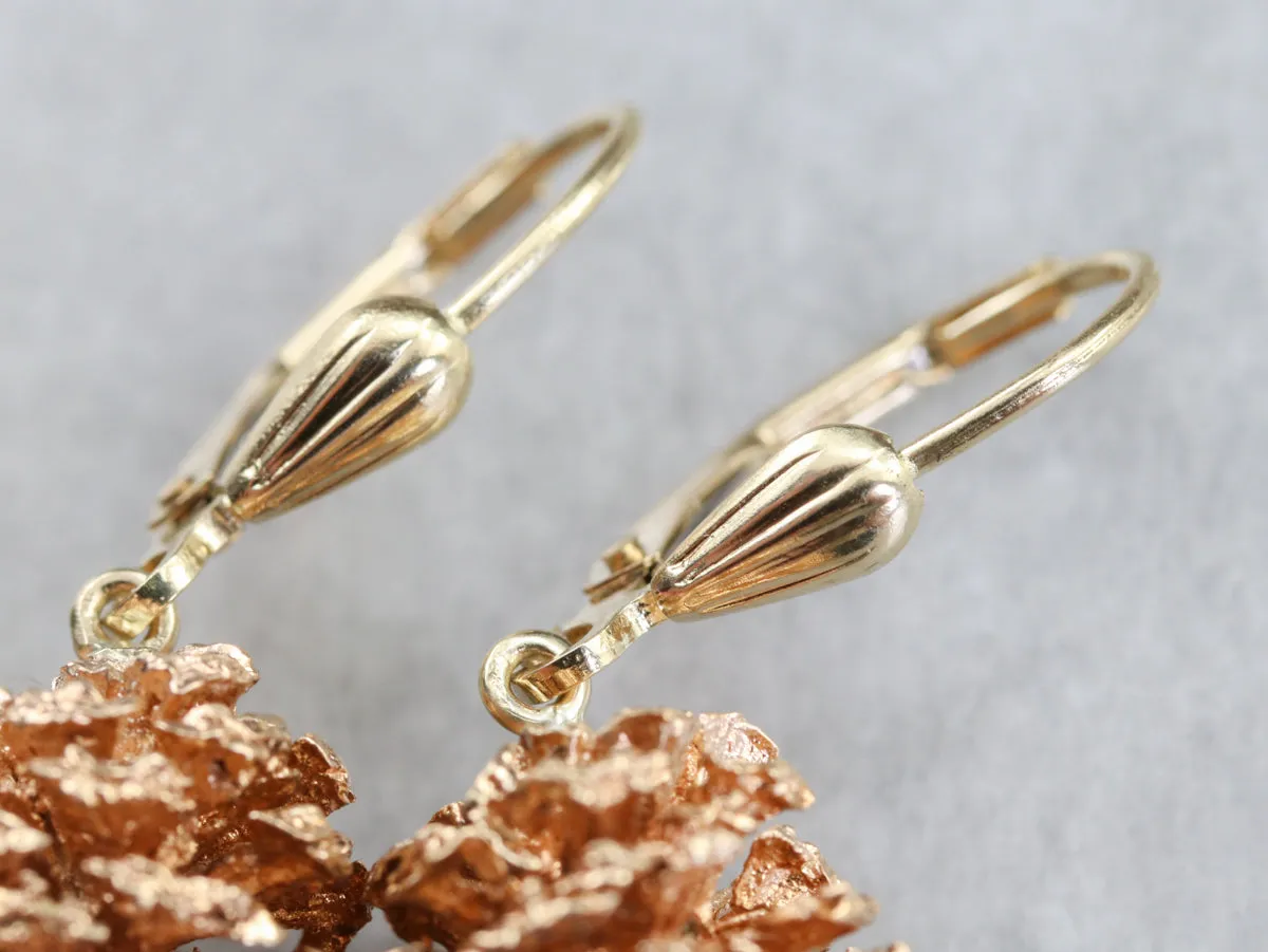Two Tone Pine Cone Drop Earrings