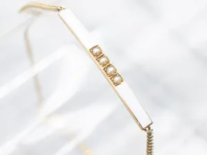Upcycled Antique Seed Pearl and White Enamel Bracelet