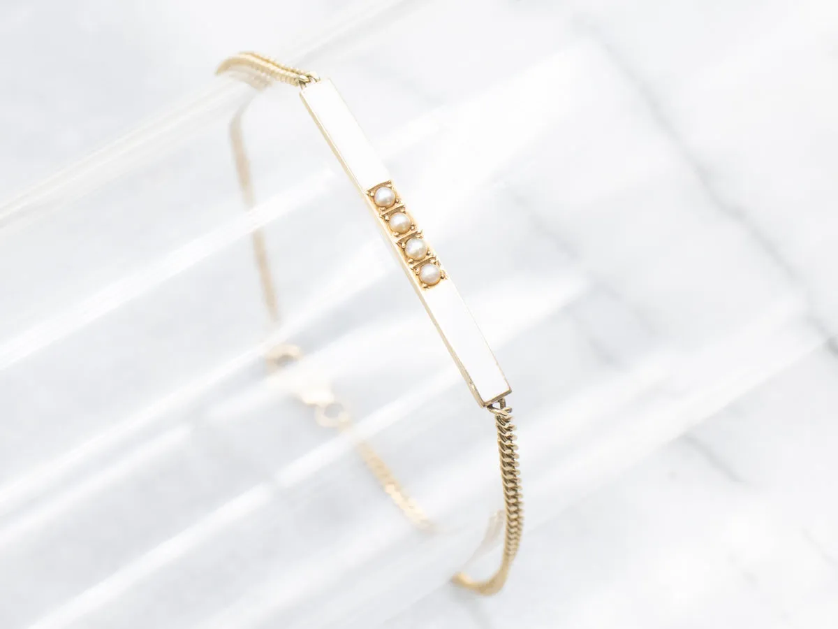 Upcycled Antique Seed Pearl and White Enamel Bracelet