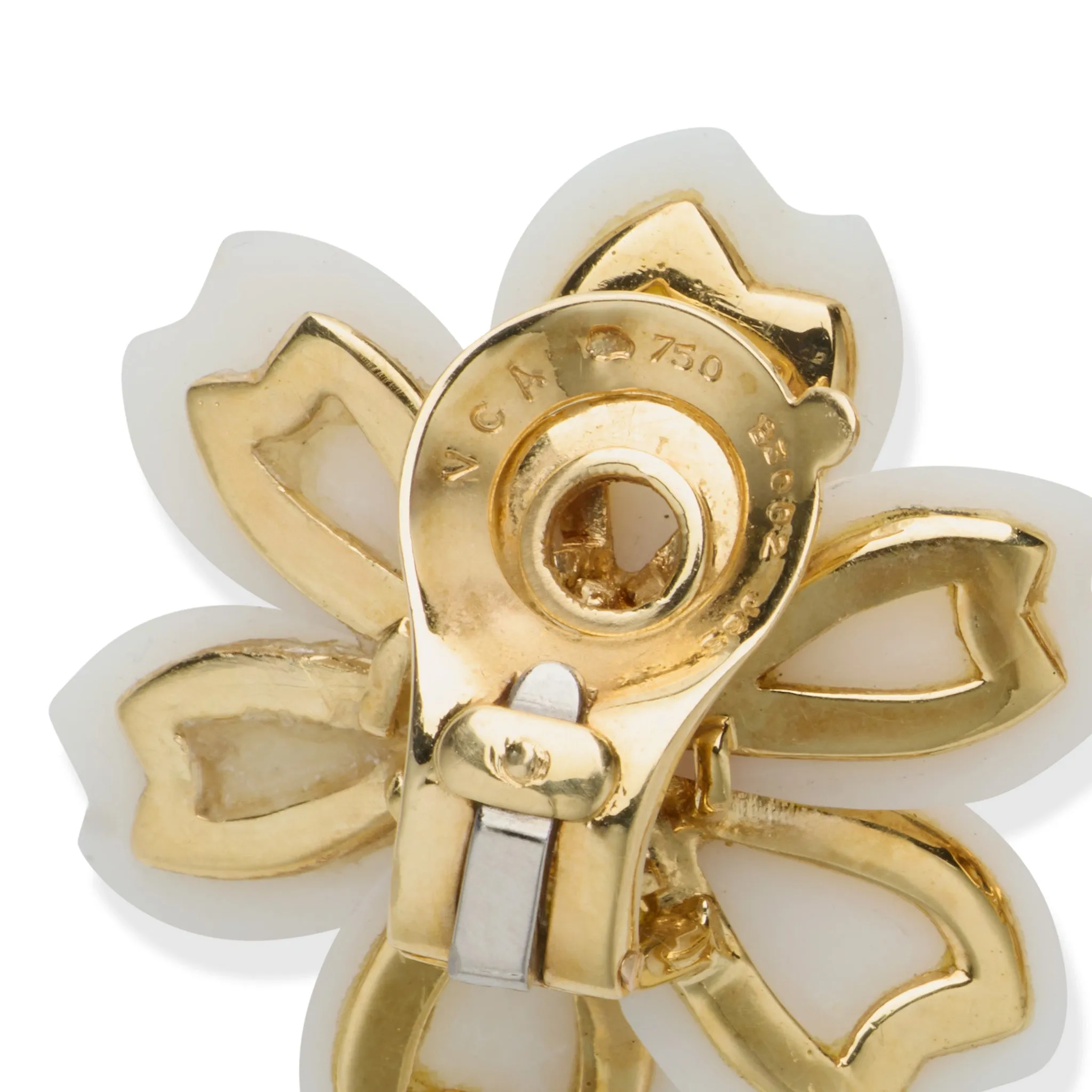 Van Cleef & Arpels "Rose de No?l" White Coral Clip Earrings