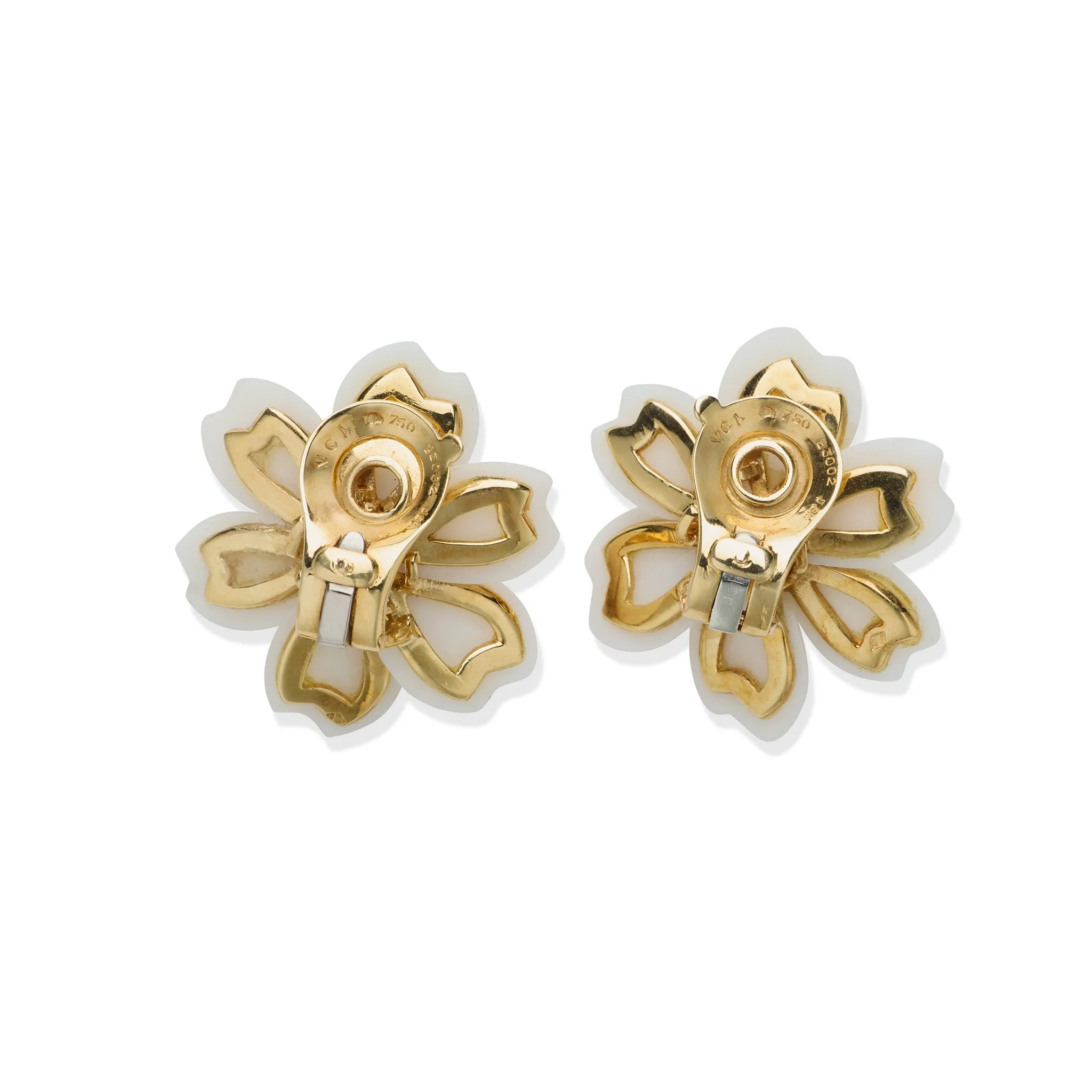 Van Cleef & Arpels "Rose de No?l" White Coral Clip Earrings