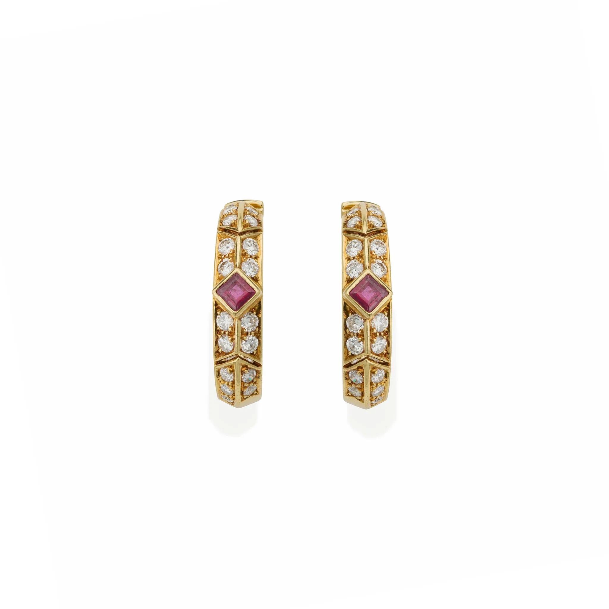 Van Cleef & Arpels Ruby and Diamond Hoop Earrings