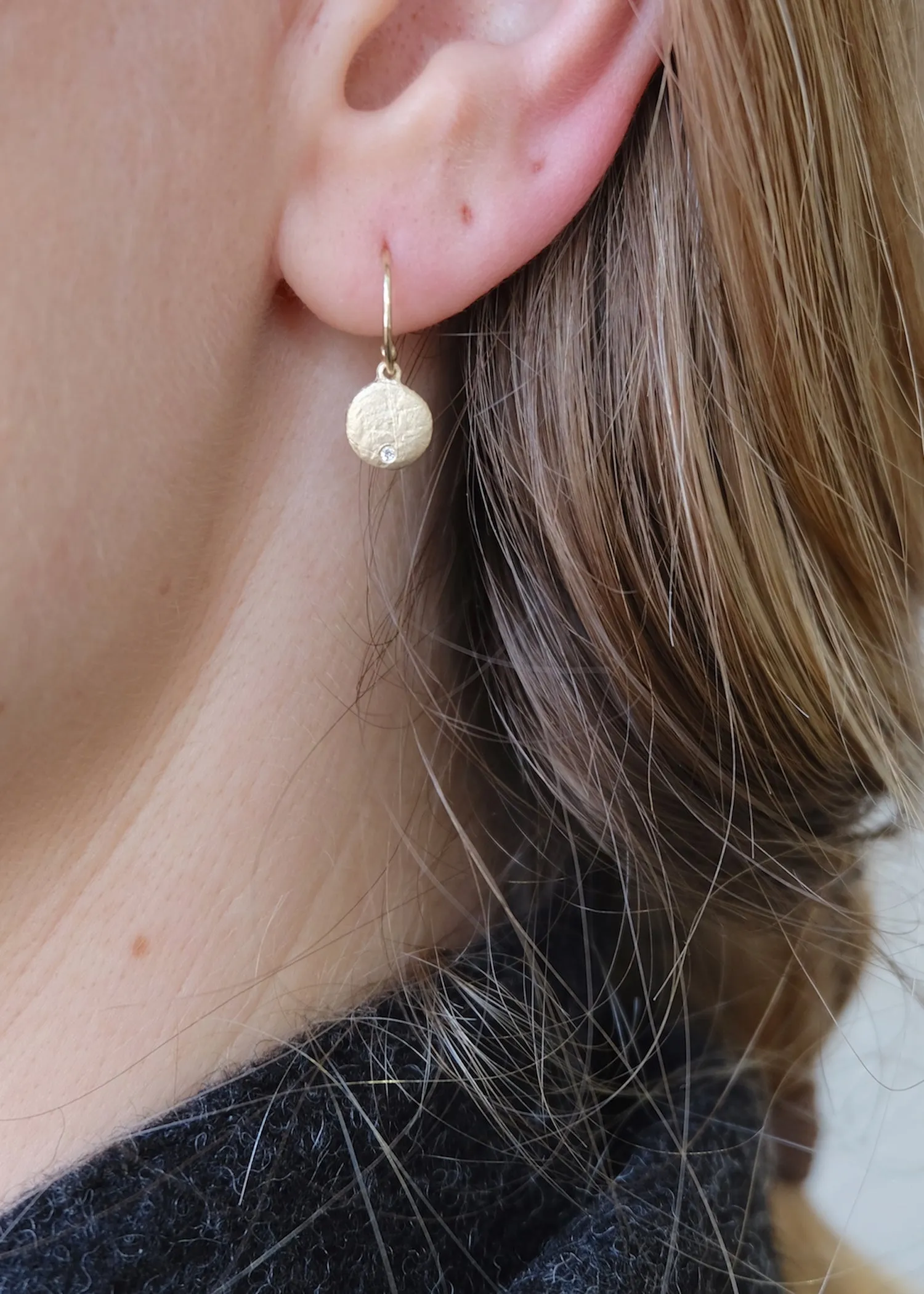 Victoria Cunningham | 14k Gold   Diamond Disc Earrings