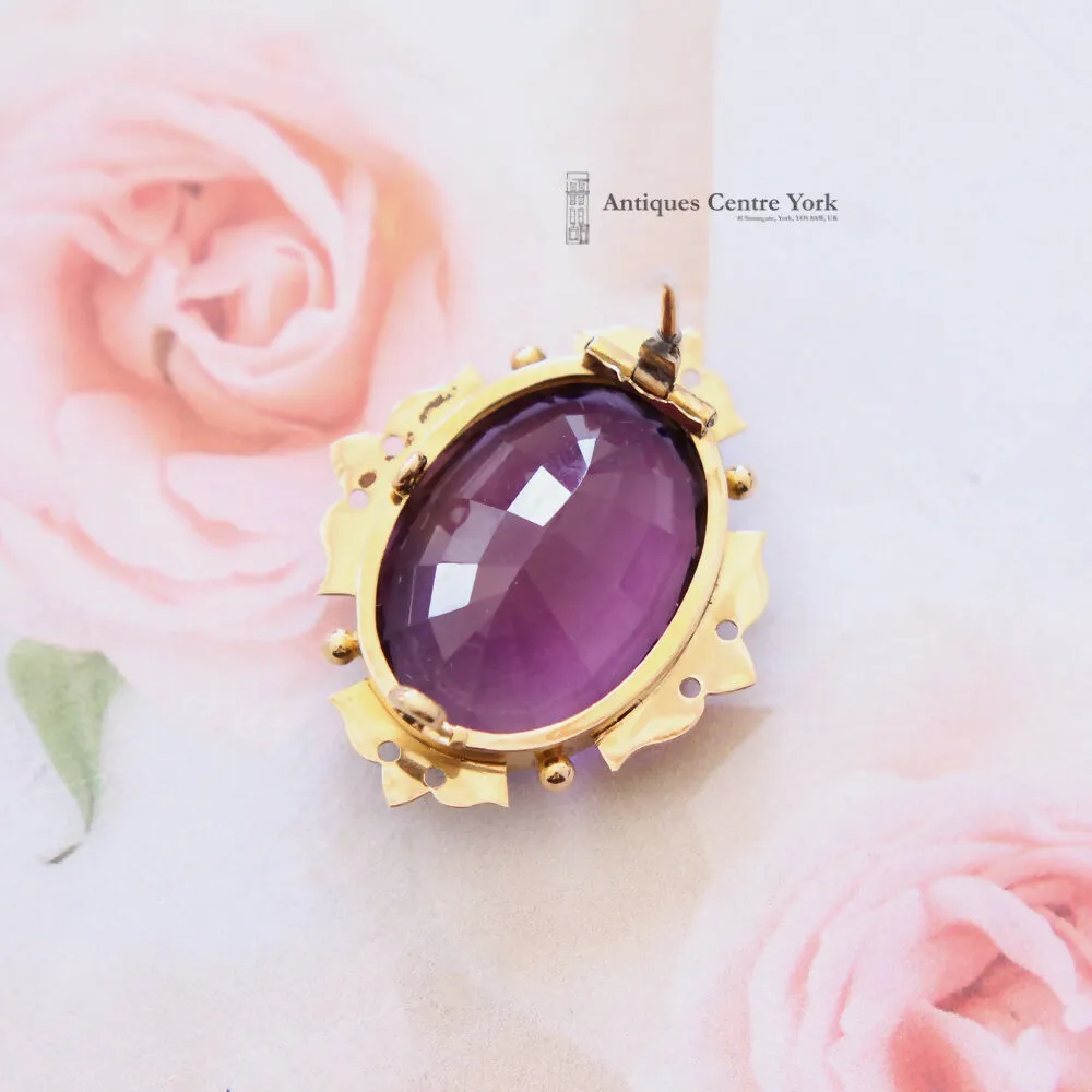 Victorian 15ct Gold Amethyst Brooch