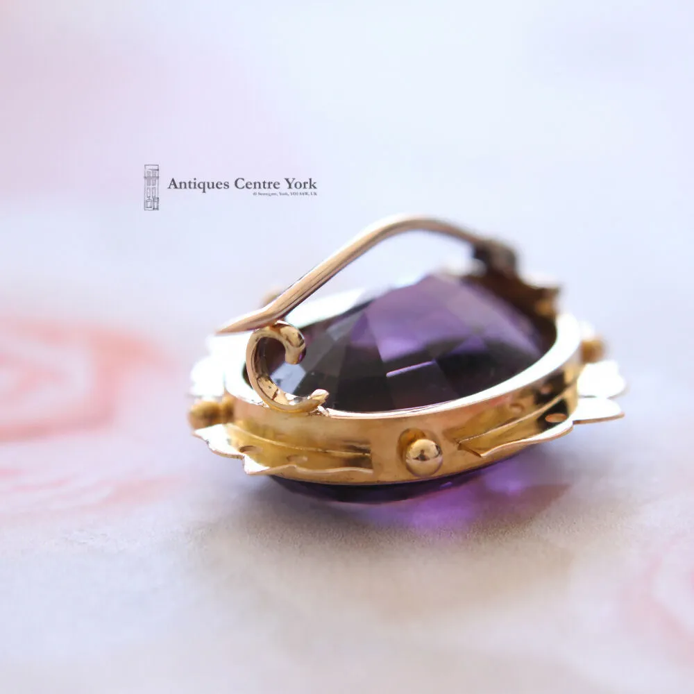 Victorian 15ct Gold Amethyst Brooch
