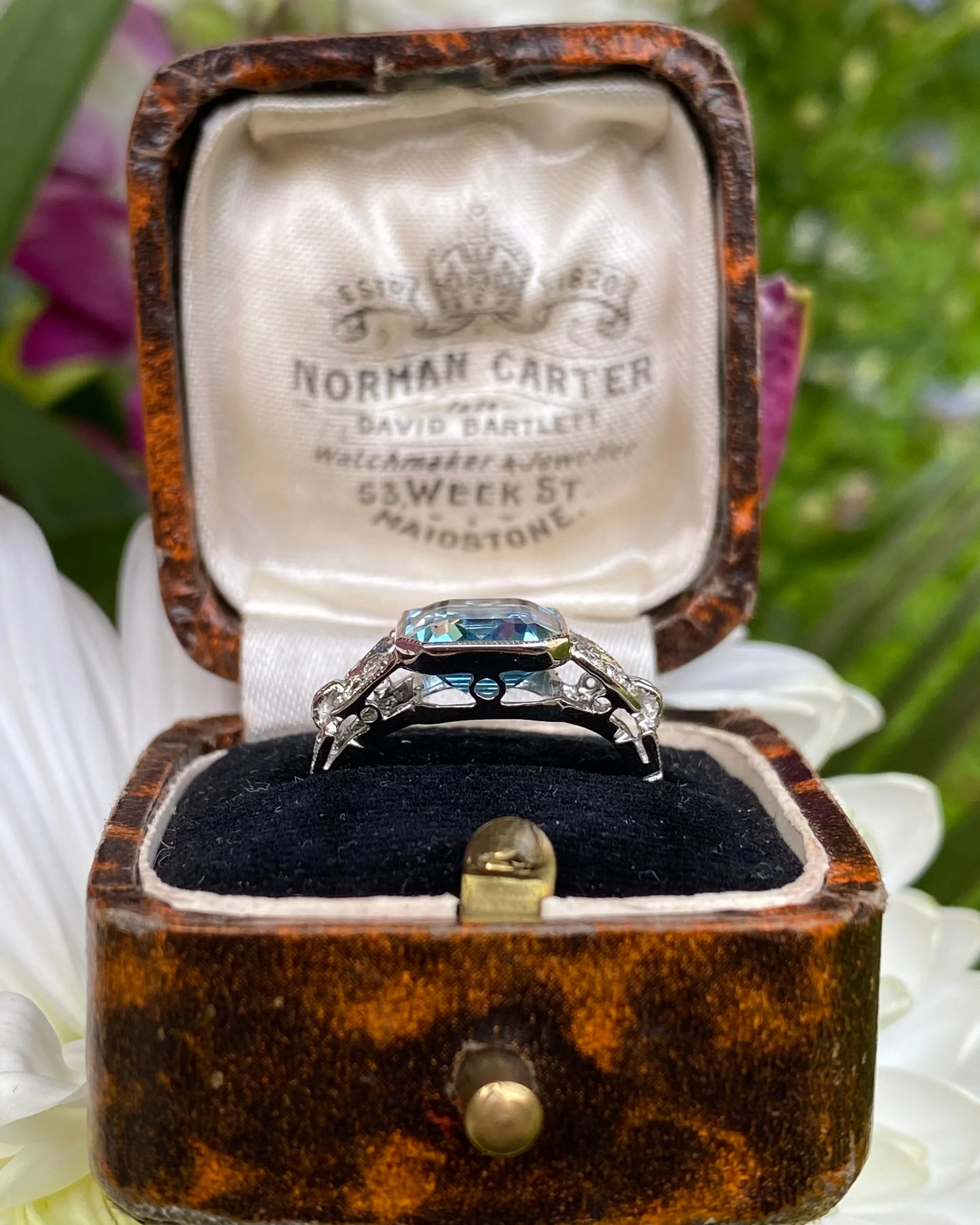 Victorian Aquamarine and Diamond Platinum Ring 0.25ct   2.30ct