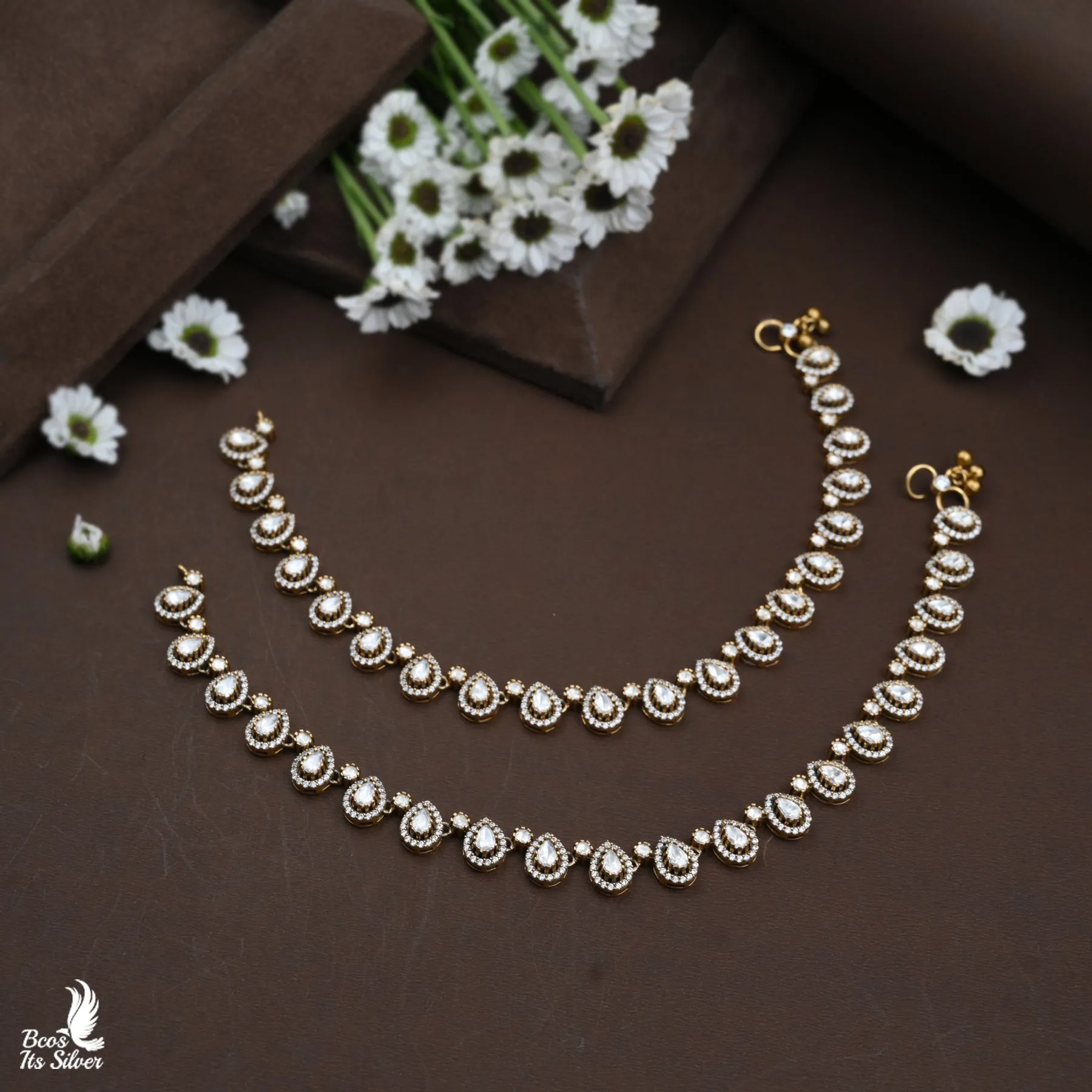 Victorian Gold Pleated Anklet - 3908