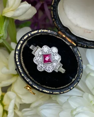 Victorian Ruby and Diamond Platinum Ring 0.60ct   0.30ct