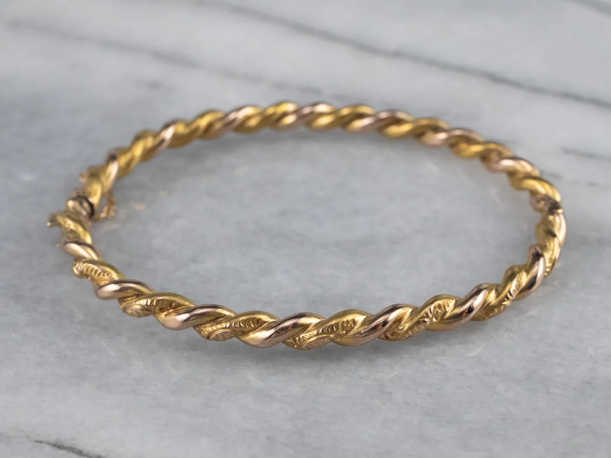 Victorian Twisted Gold Bangle Bracelet