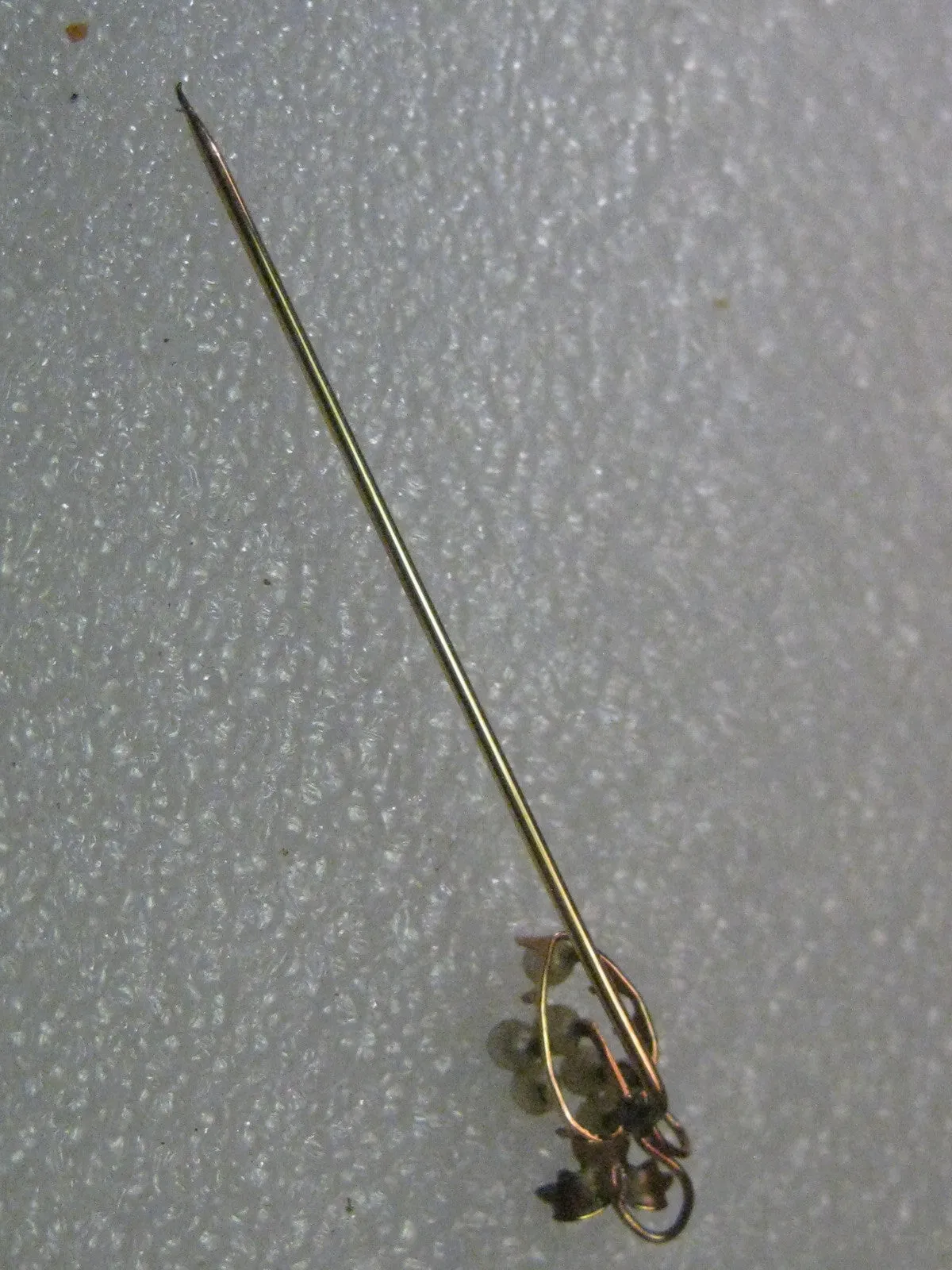 Vintage 10kt Gold Pearl Grape Cluster Stick Pin, with Leaf & Vine Accent