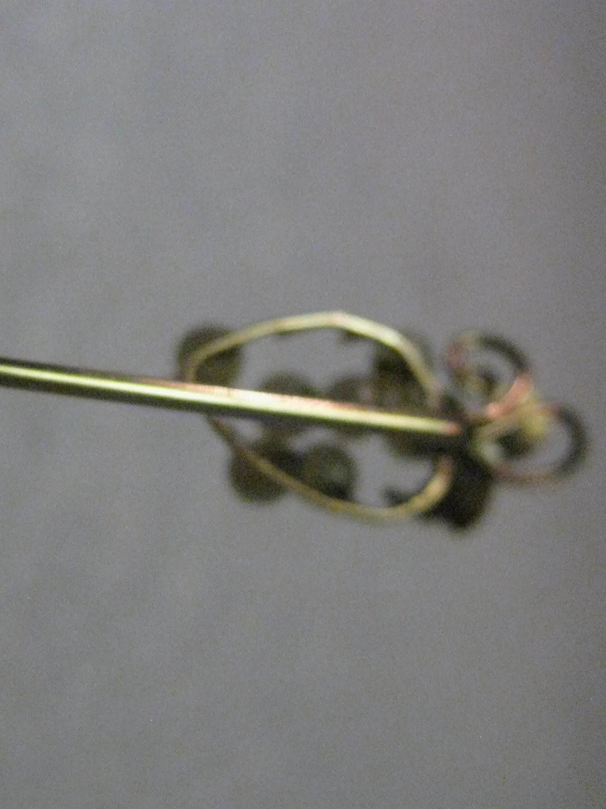 Vintage 10kt Gold Pearl Grape Cluster Stick Pin, with Leaf & Vine Accent