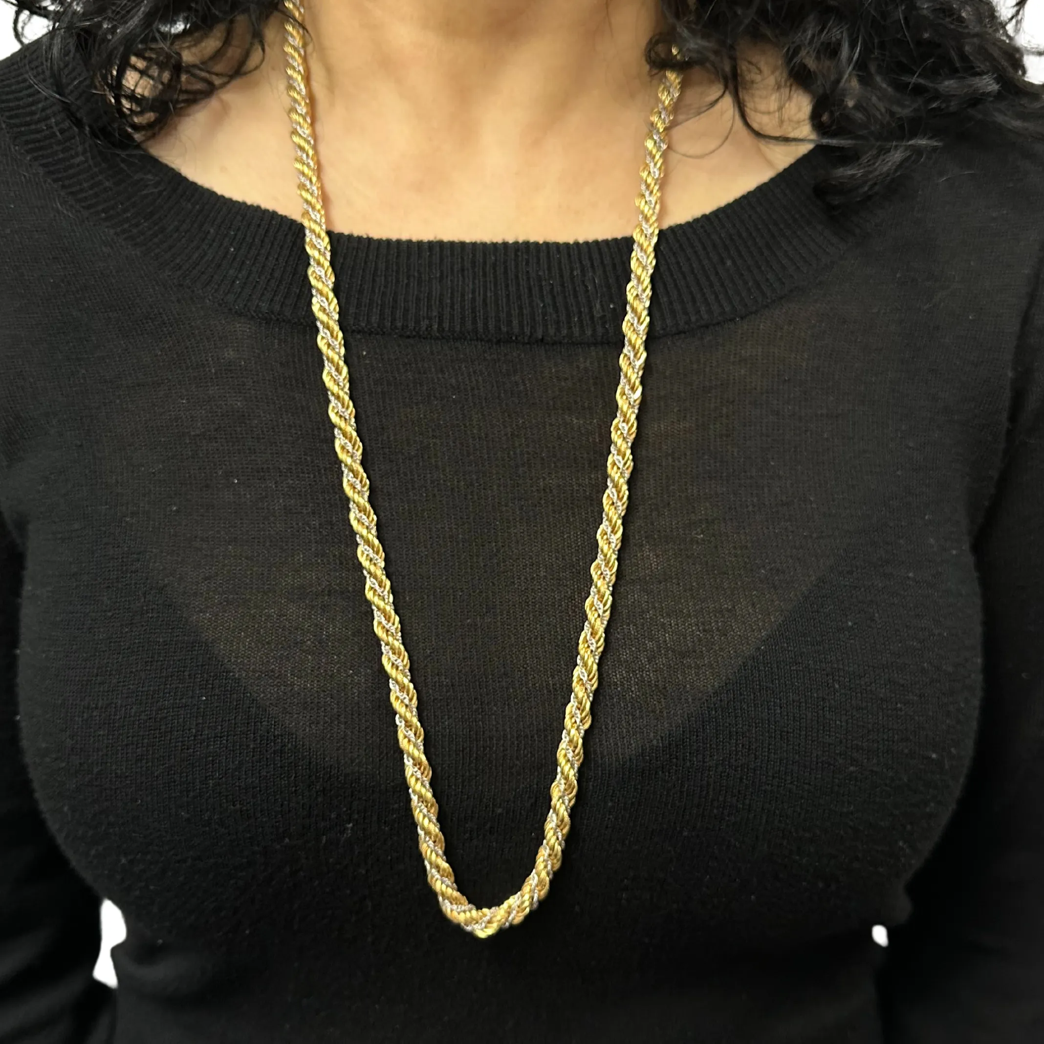 Vintage 18K Rope and Wheat Link Necklace
