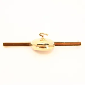Vintage 9ct Curling Stone Brooch Hallmarked Yellow Gold Brooch Winter Sport Gift