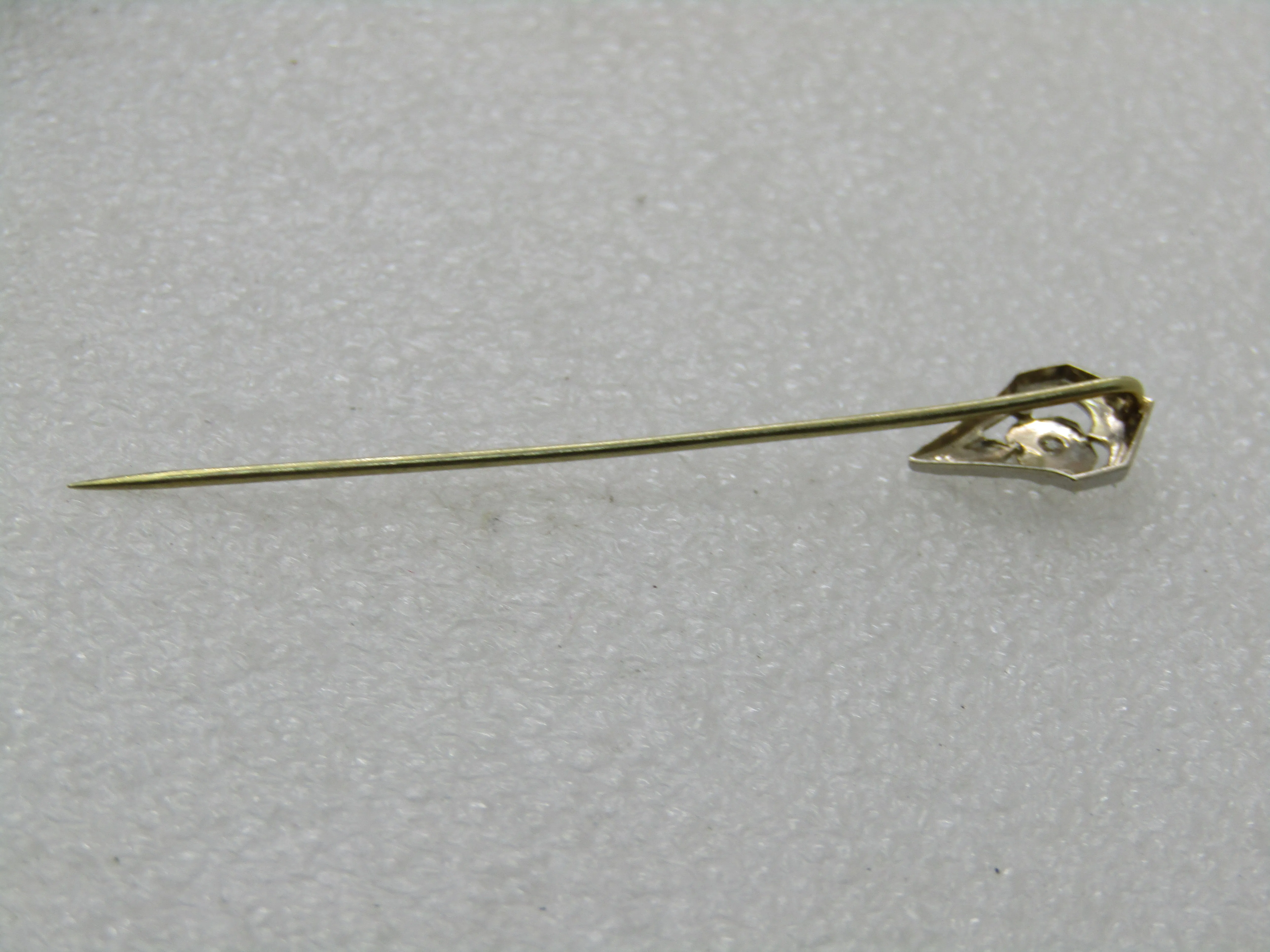 Vintage Art Deco Platinum/14k Filigree Diamond Stick Pin, .10 CTW