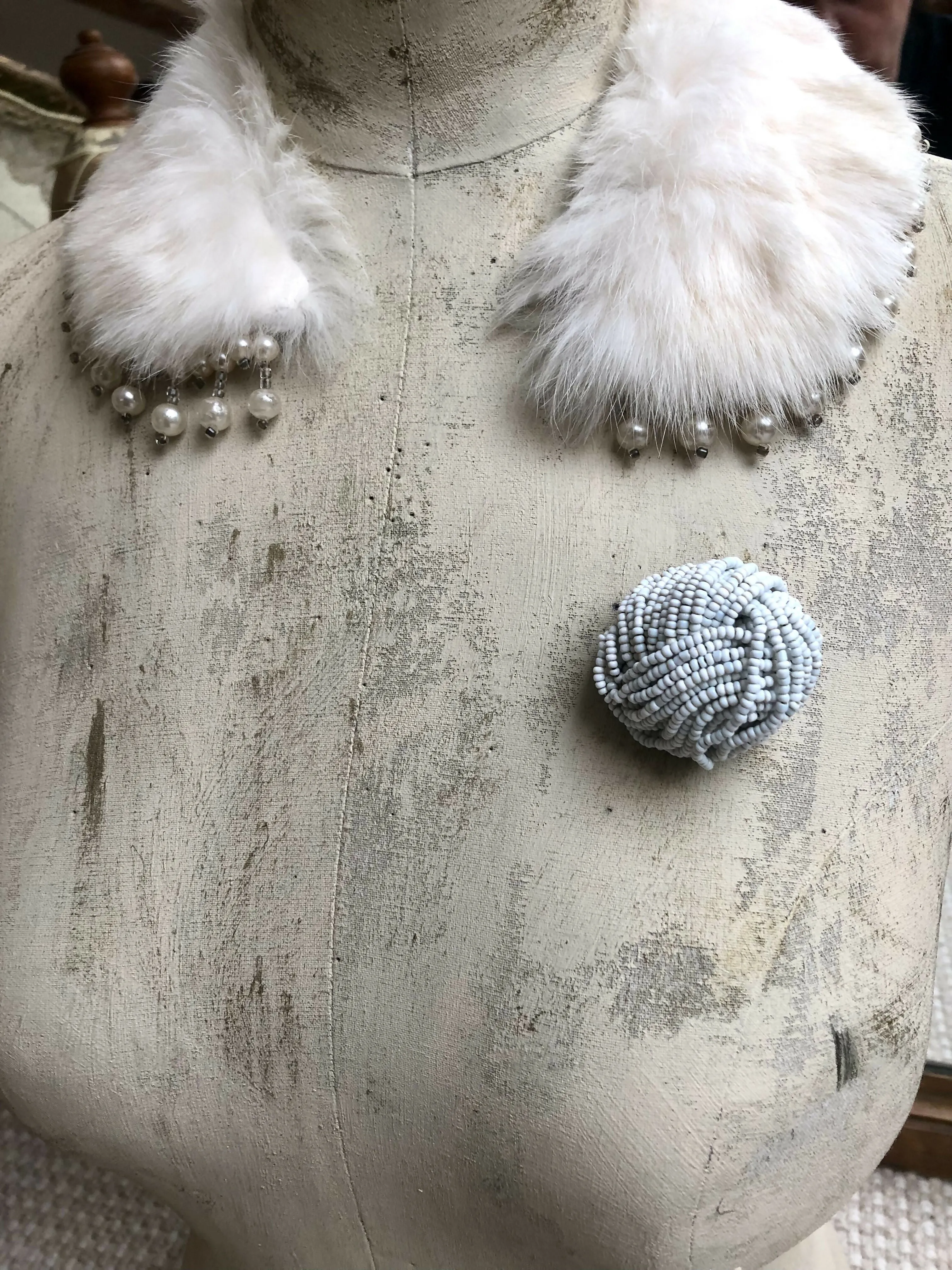 Vintage Christian Dior 1967 White Bead Brooch
