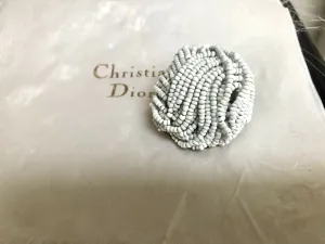 Vintage Christian Dior 1967 White Bead Brooch