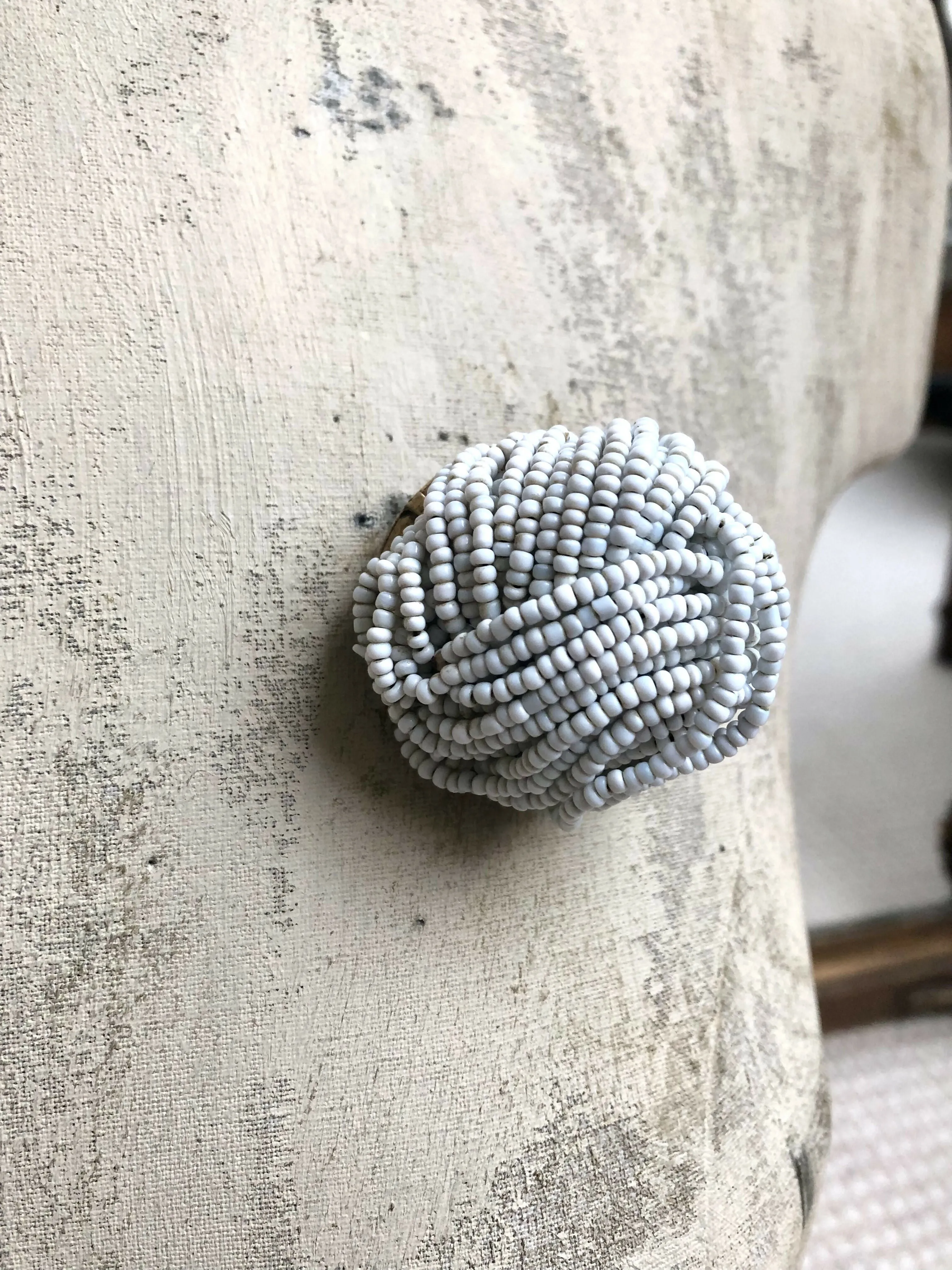 Vintage Christian Dior 1967 White Bead Brooch