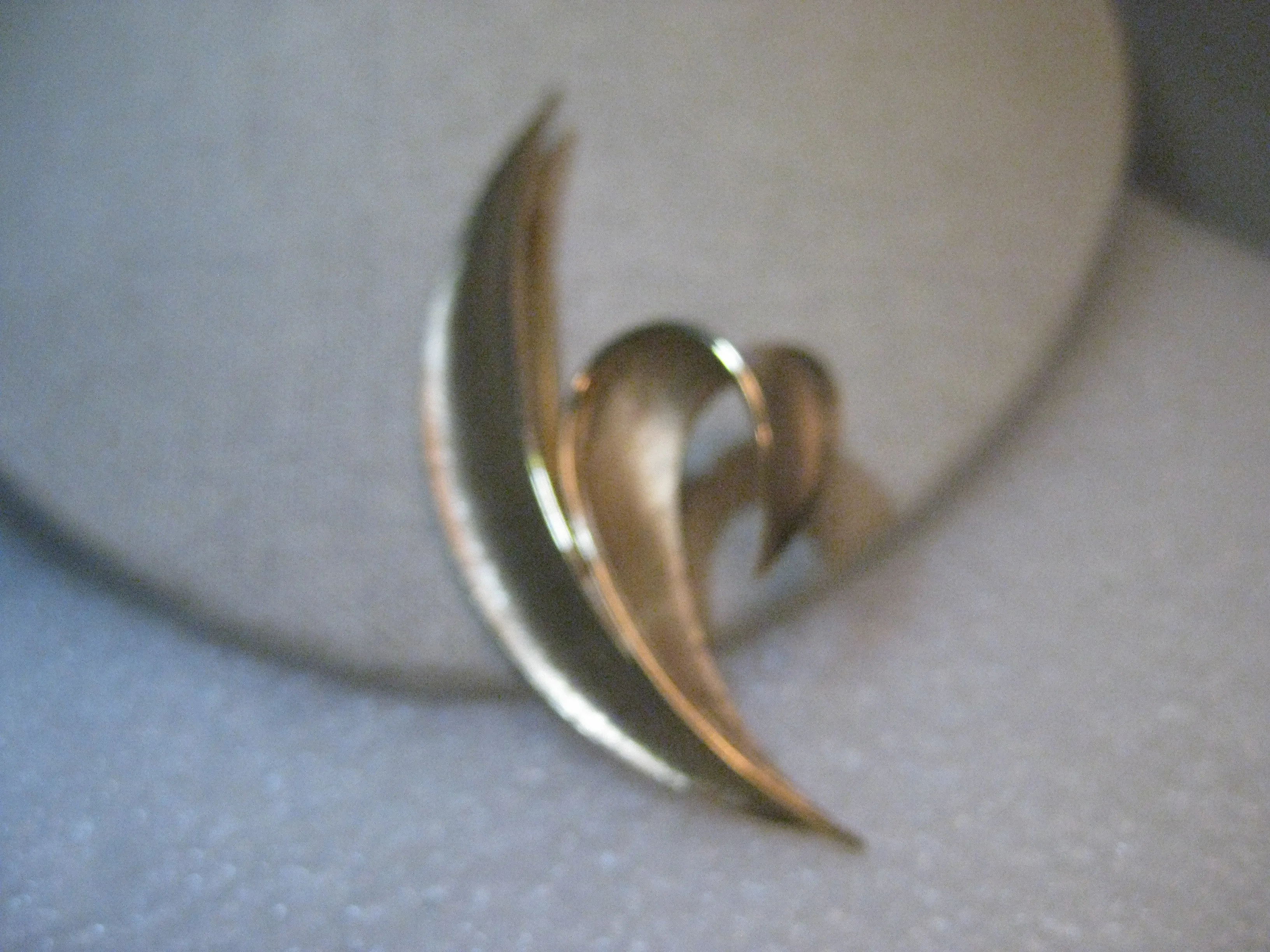 Vintage Crown Trifari Stem Brooch, 1960's Modern Design, 3.5", Gold Tone