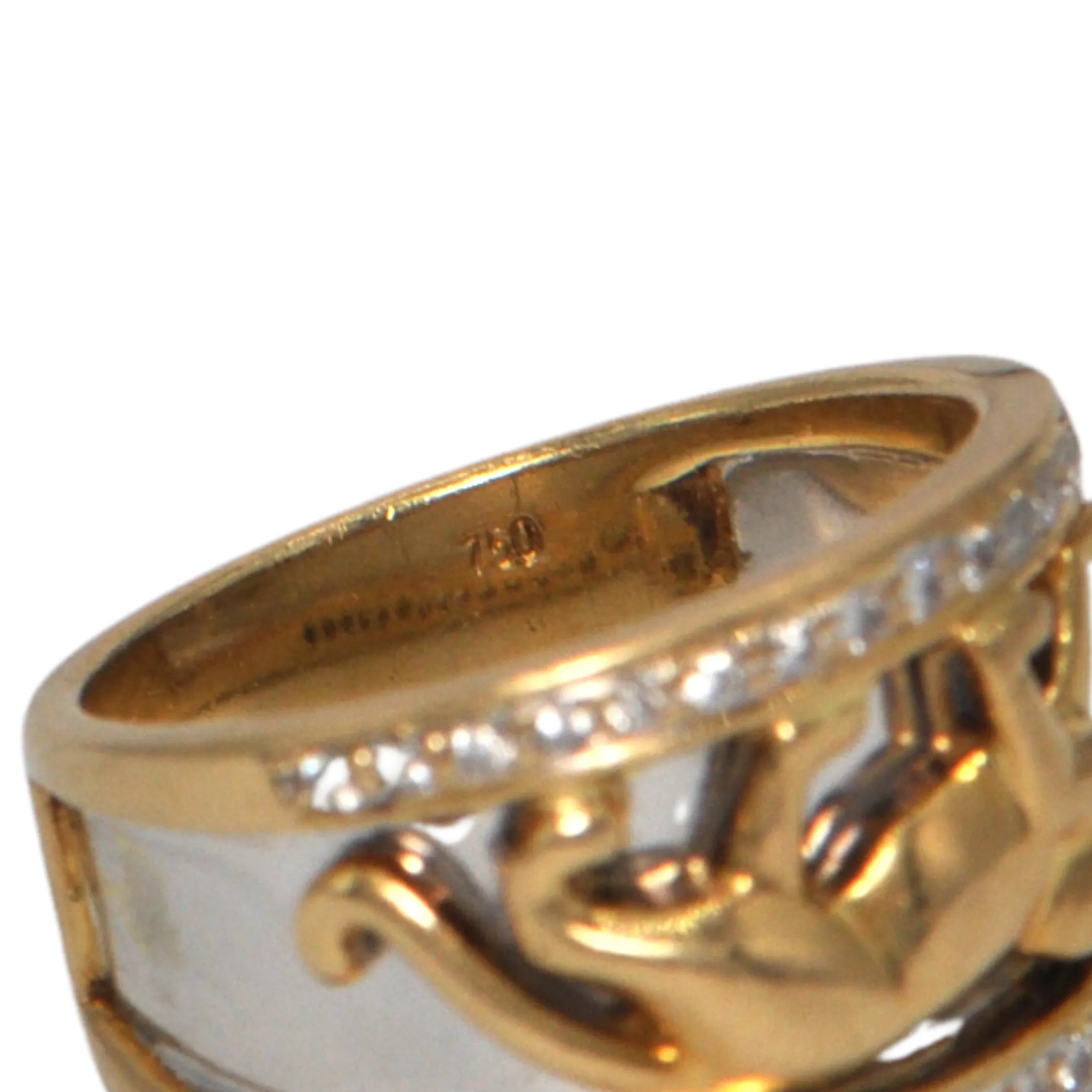 Vintage Diamond 18k Gold Two-Tone Panther Ring