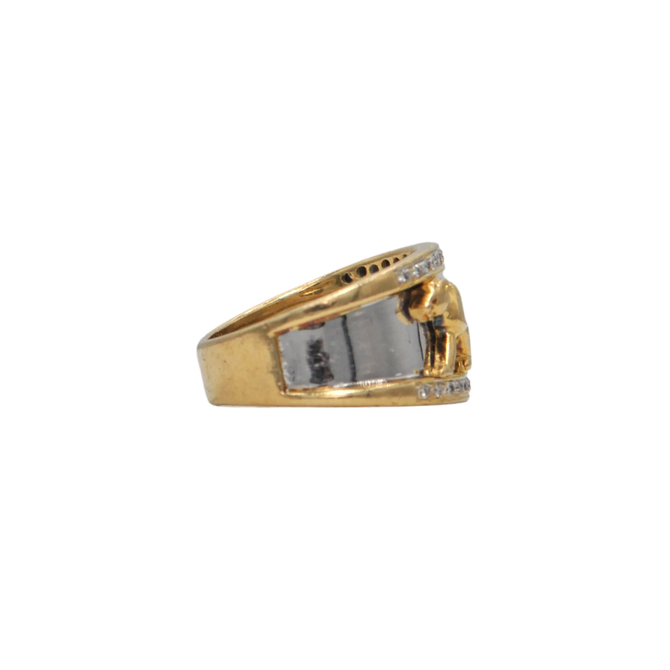 Vintage Diamond 18k Gold Two-Tone Panther Ring