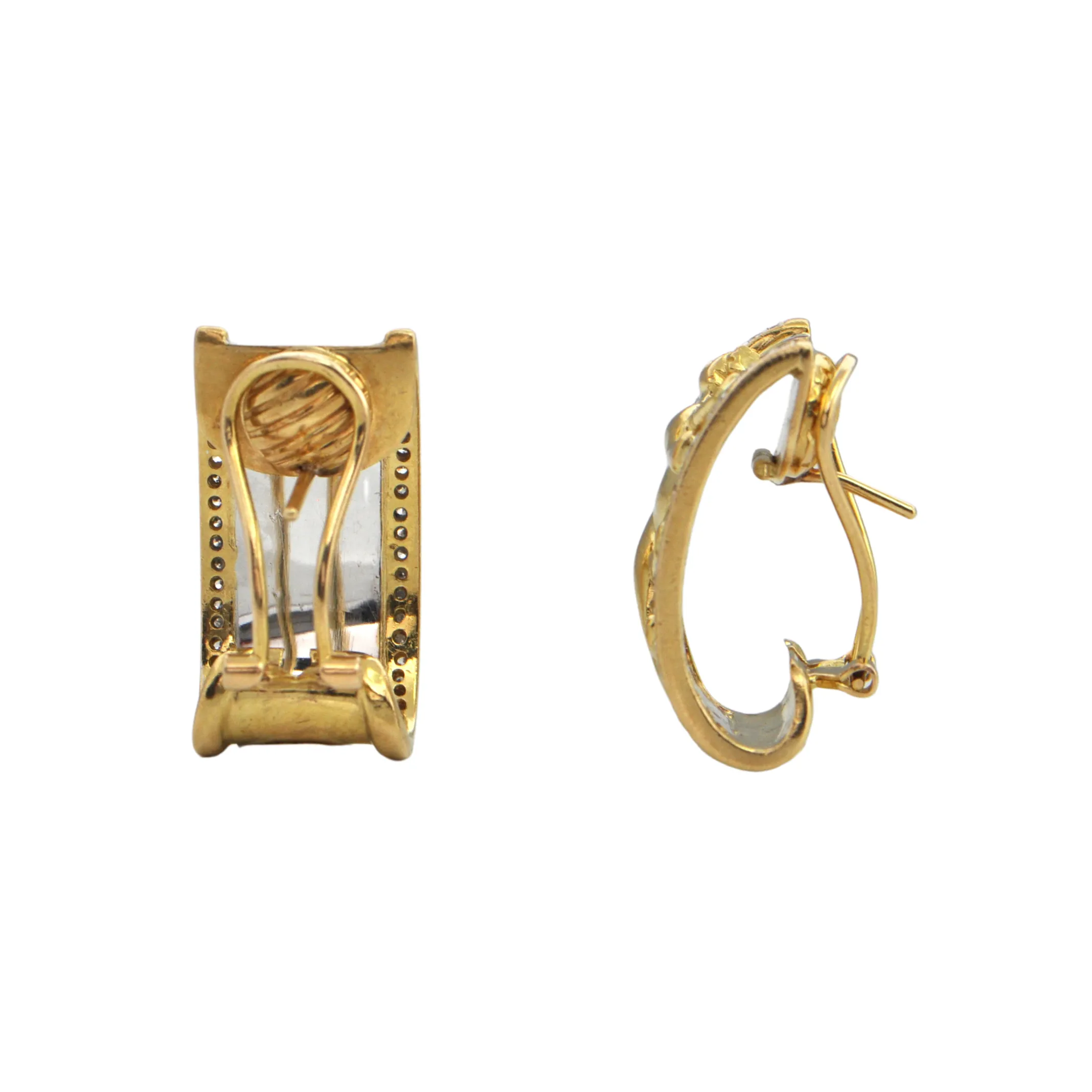 Vintage Diamond 18k Two-Tone Panther Shrimp Style Earrings