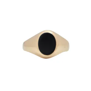 Vintage English (London) Onyx 9k Gold Signet Ring