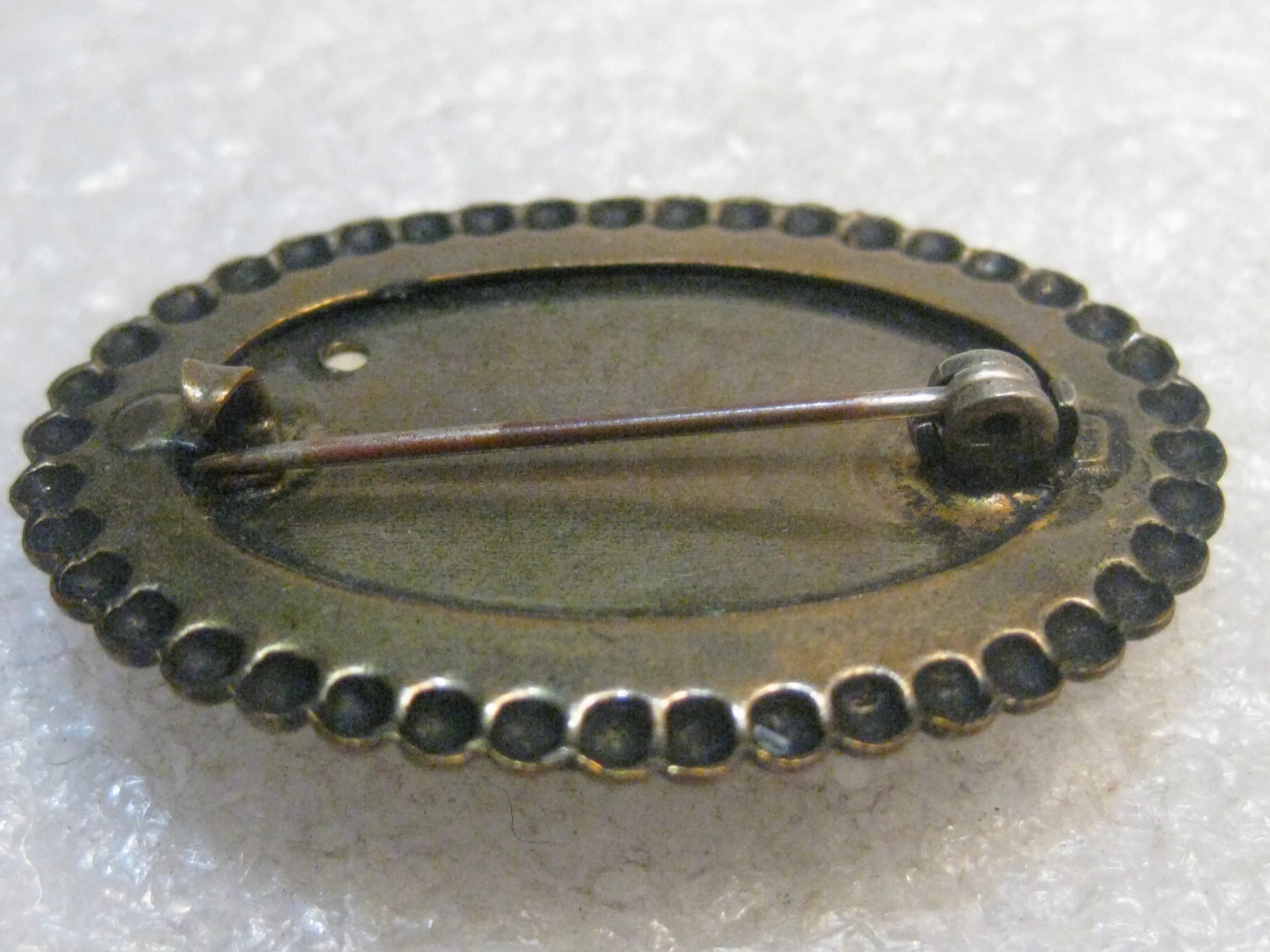 Vintage Essex Glass Floral Brooch, Pastel Basket and Red Roses, C-Clasp, Victorian/Edwardian, 1.5"