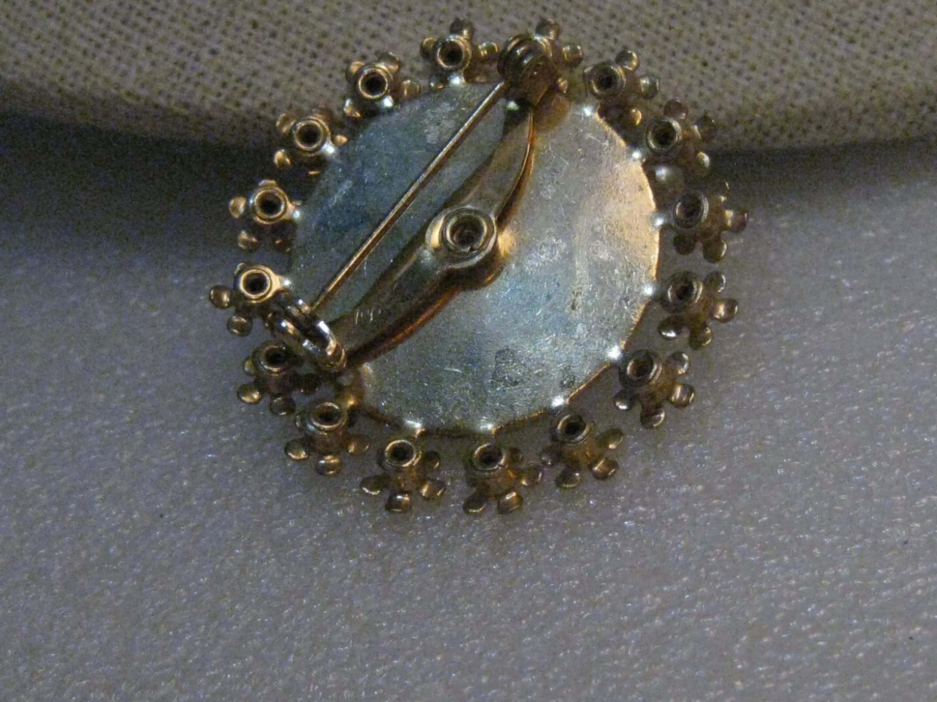 Vintage Faux Pearl Rhinestone Brooch, 1950's/1960's, 1.5" Round, Gold Tone