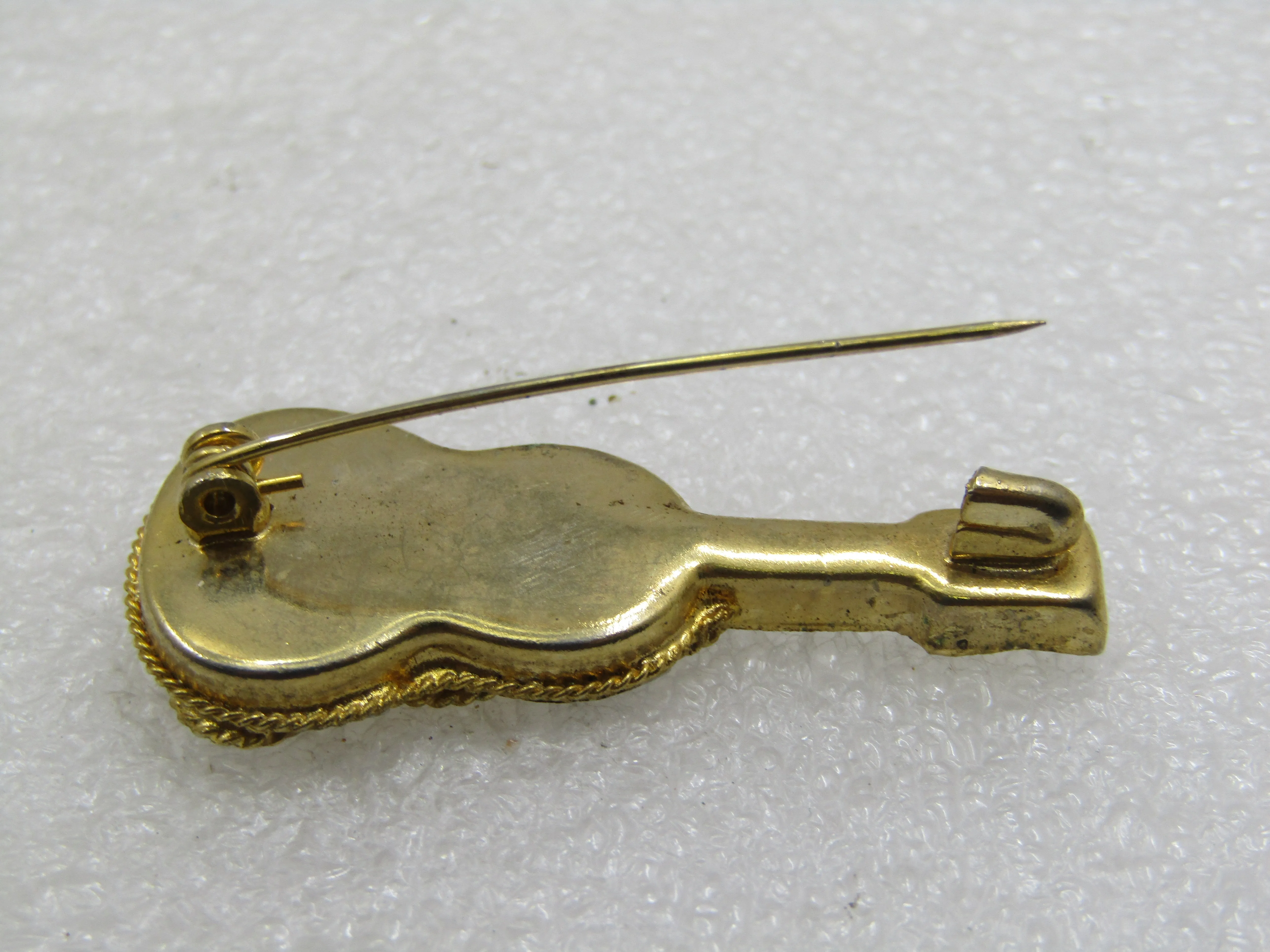 Vintage Floral Micro Mosaic Guitar Brooch, 1950's