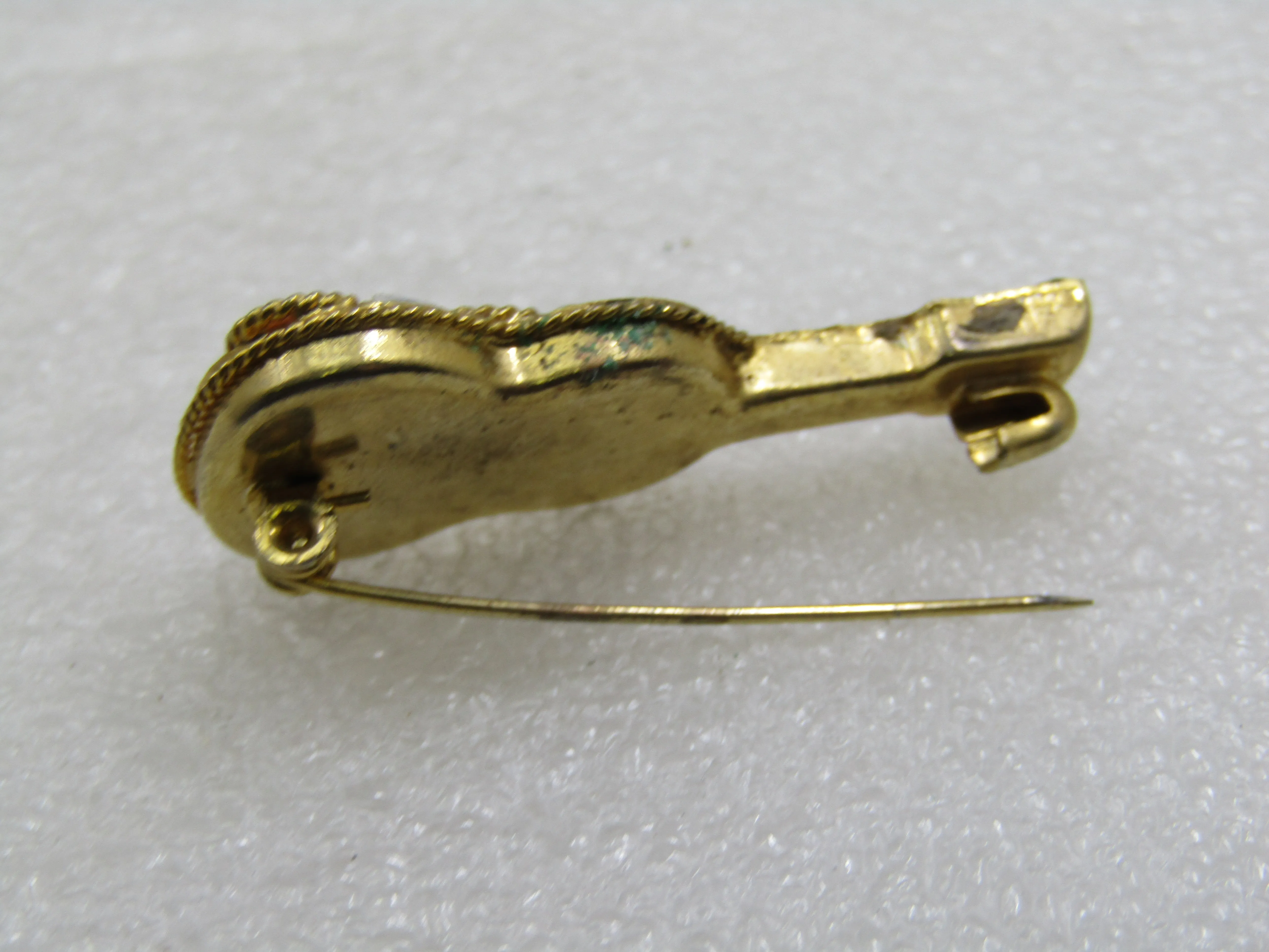 Vintage Floral Micro Mosaic Guitar Brooch, 1950's