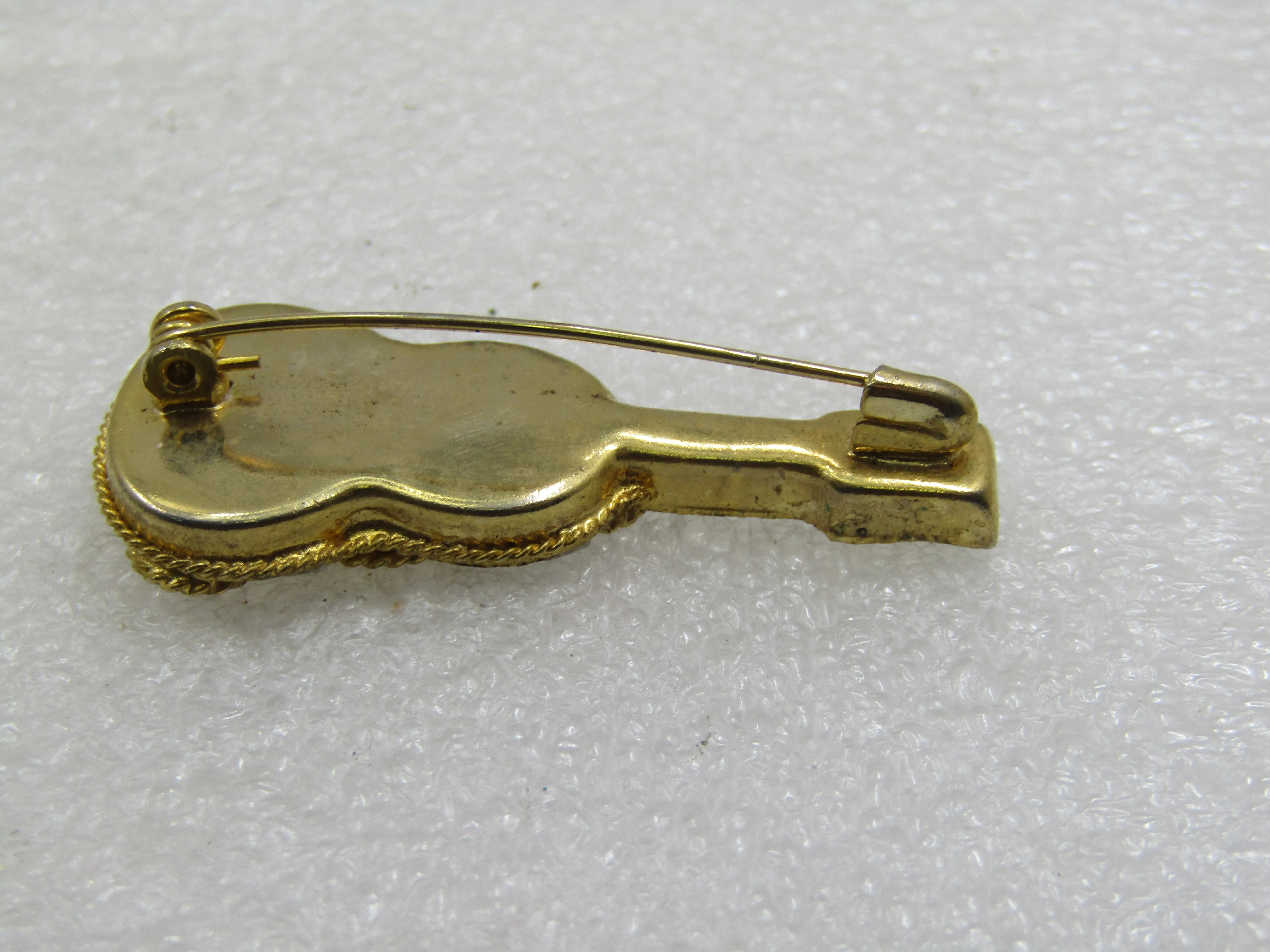 Vintage Floral Micro Mosaic Guitar Brooch, 1950's
