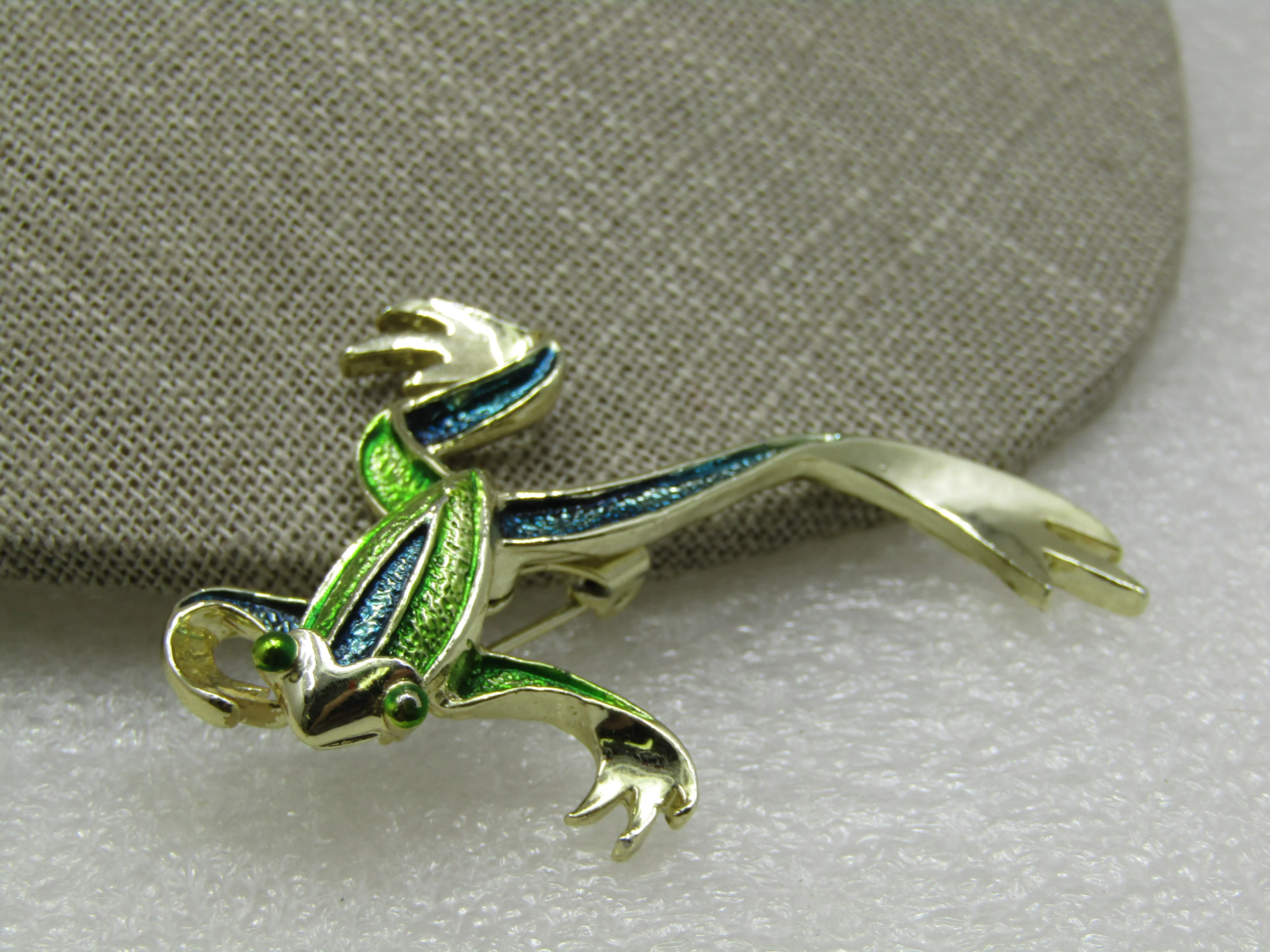 Vintage Green Enameled Frog Brooch, Gerry's, 1960's