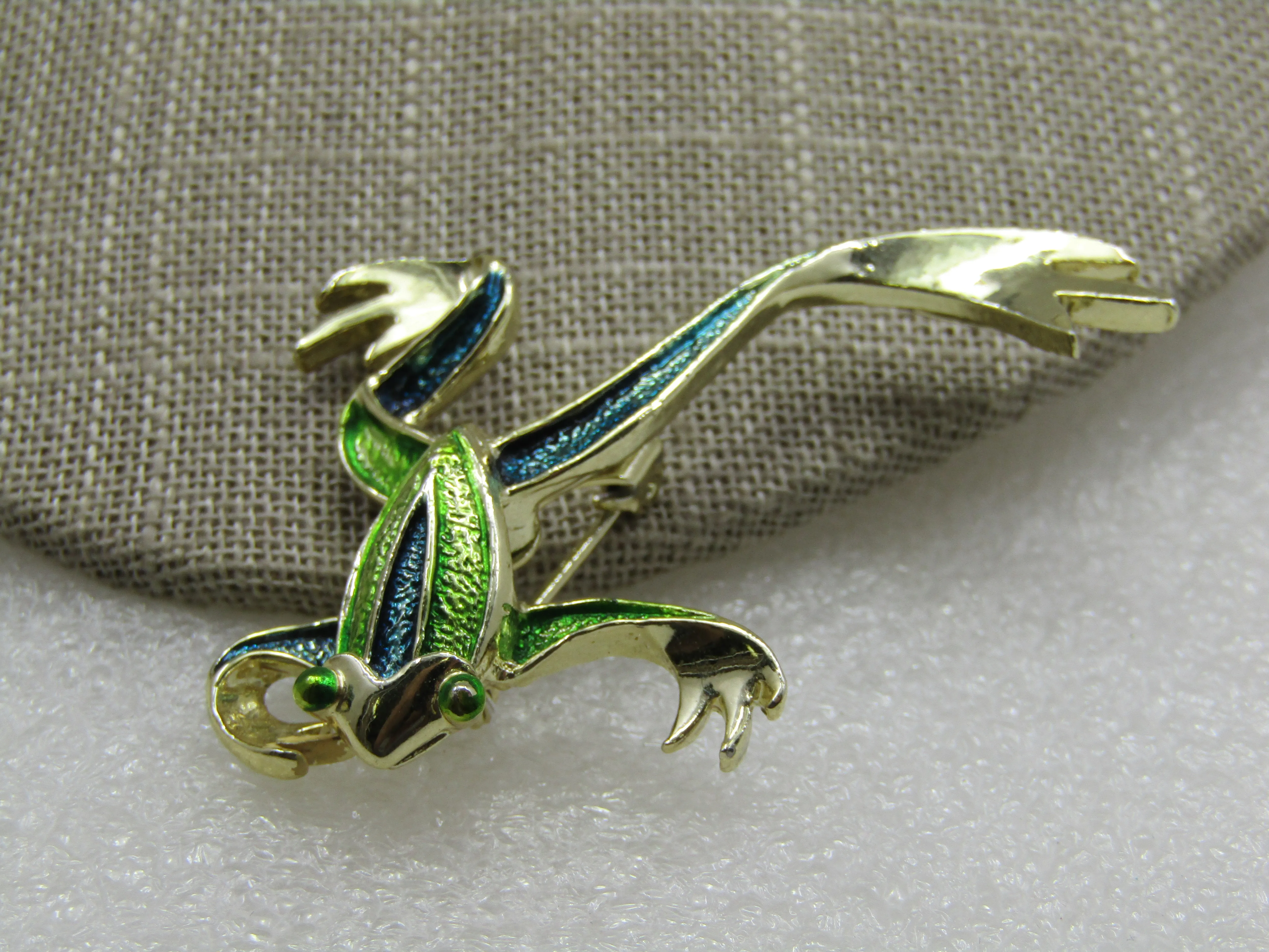 Vintage Green Enameled Frog Brooch, Gerry's, 1960's