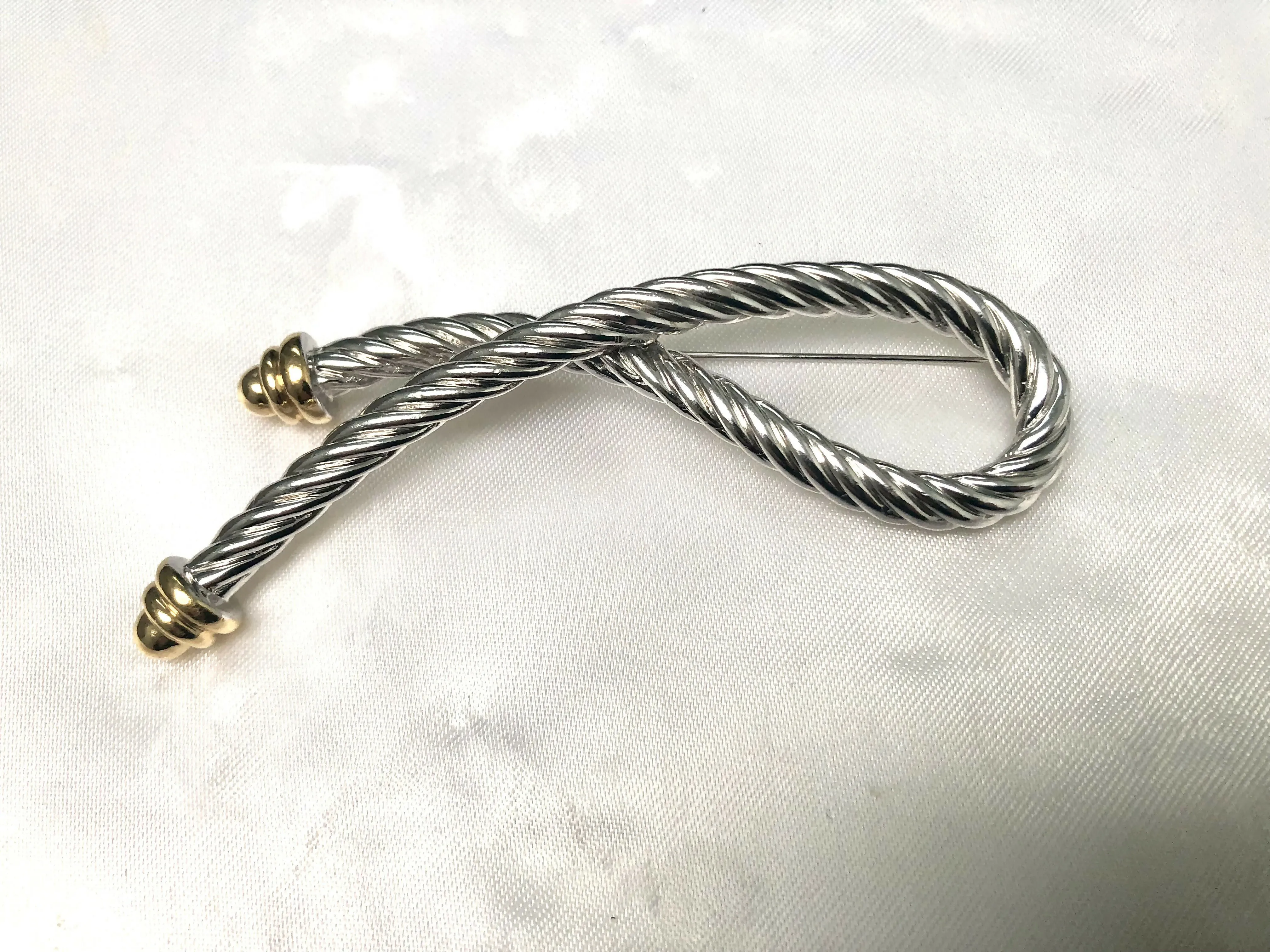 Vintage Grosse (Dior Designer) Silver Plated Rope Design Brooch