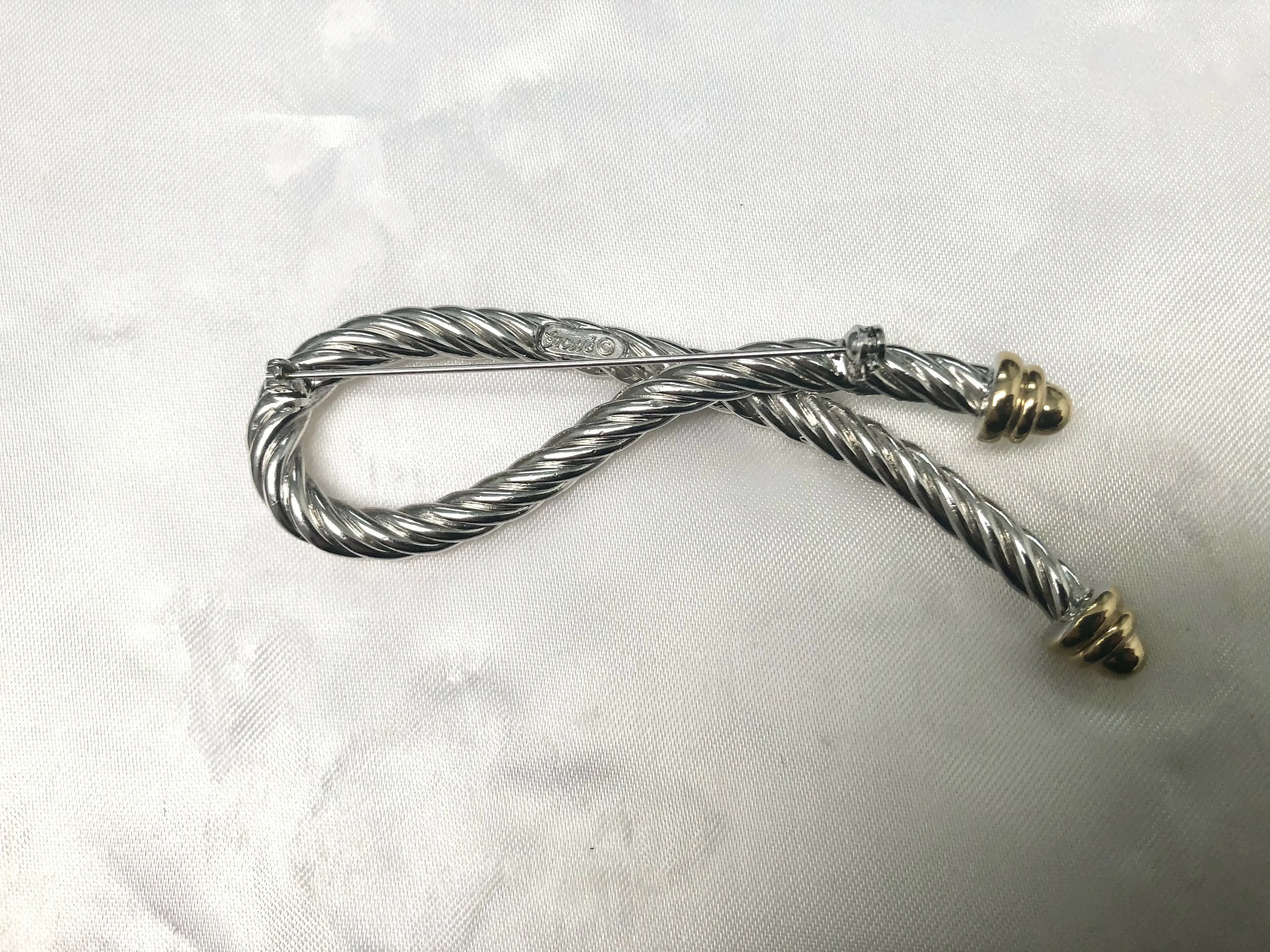 Vintage Grosse (Dior Designer) Silver Plated Rope Design Brooch