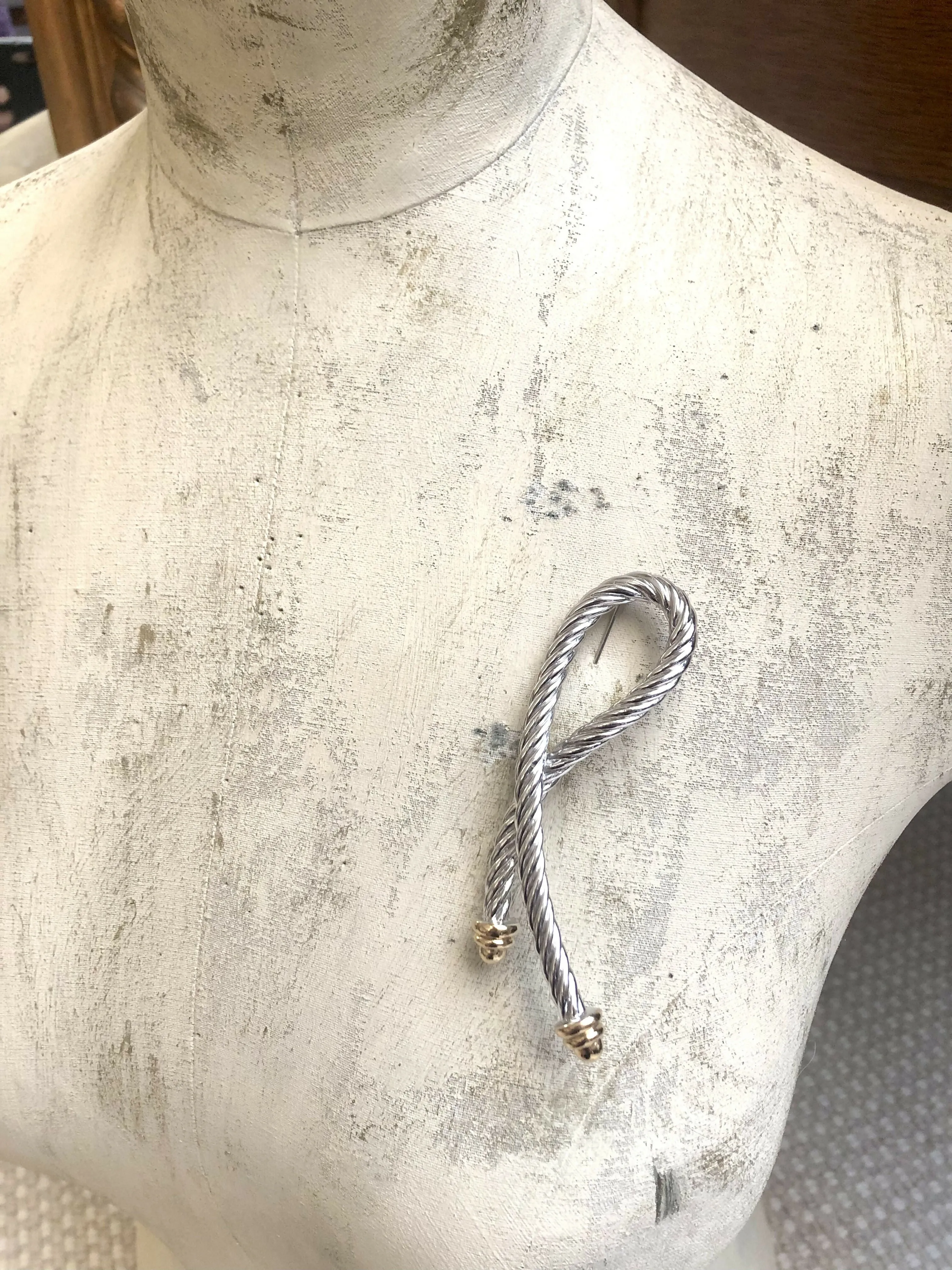 Vintage Grosse (Dior Designer) Silver Plated Rope Design Brooch
