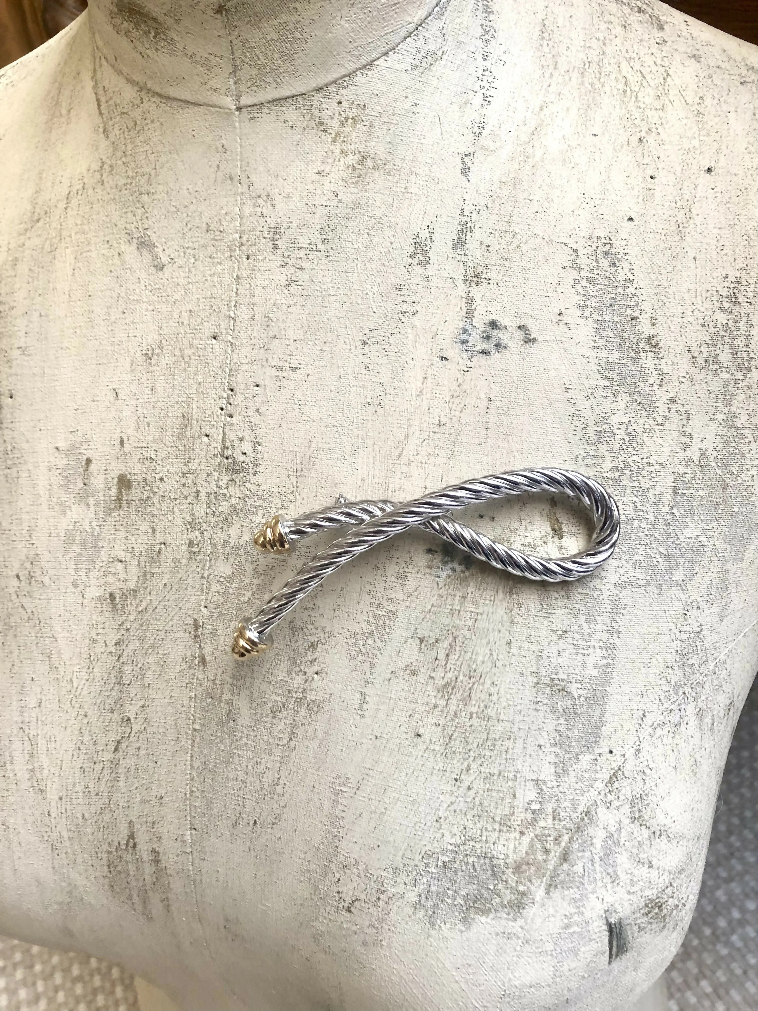 Vintage Grosse (Dior Designer) Silver Plated Rope Design Brooch
