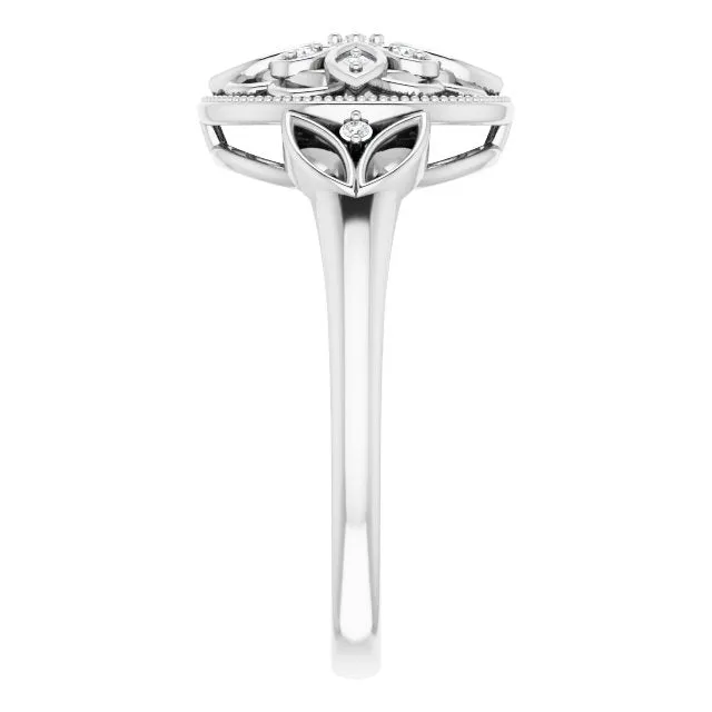Vintage Inspired Sterling Silver .06 CTW Diamond Ring