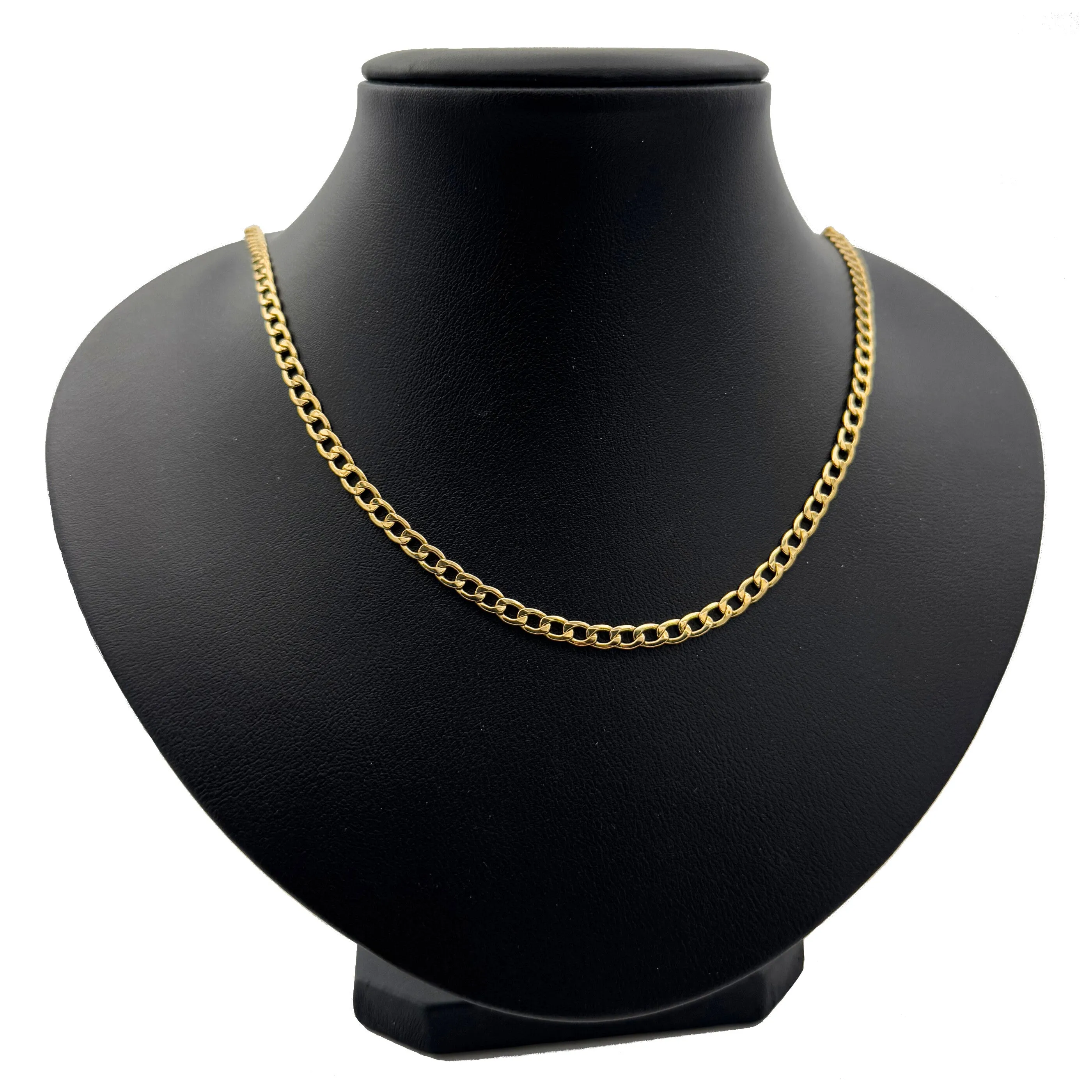 Vintage Italian 18k Yellow Gold Hollow Curb Chain