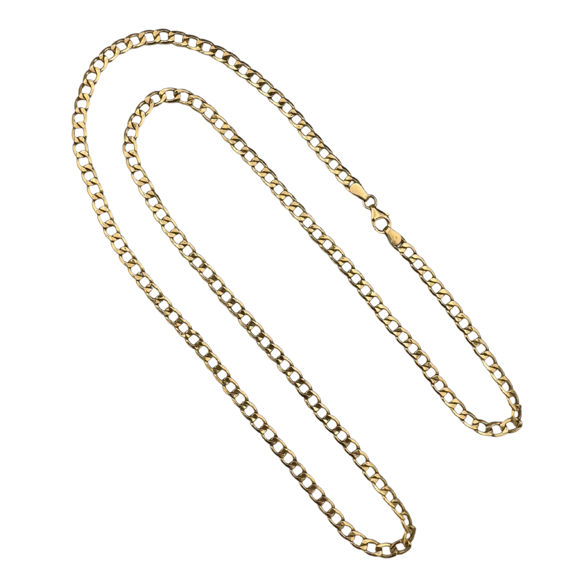Vintage Italian 18k Yellow Gold Hollow Curb Chain